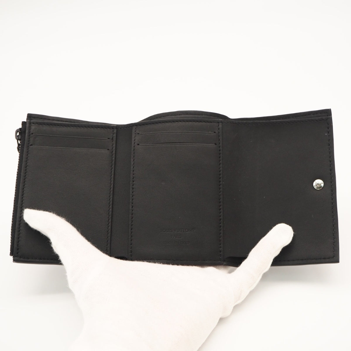 Louis Vuitton Monogram Shadow Black Leather Wallet (Tri-Fold) (Pre-Owned)