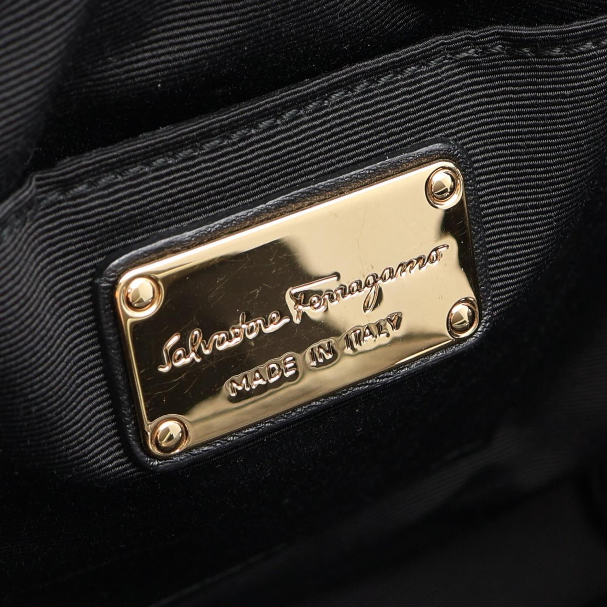 Salvatore Ferragamo Black Leather Backpack Handbag (Pre-Owned)