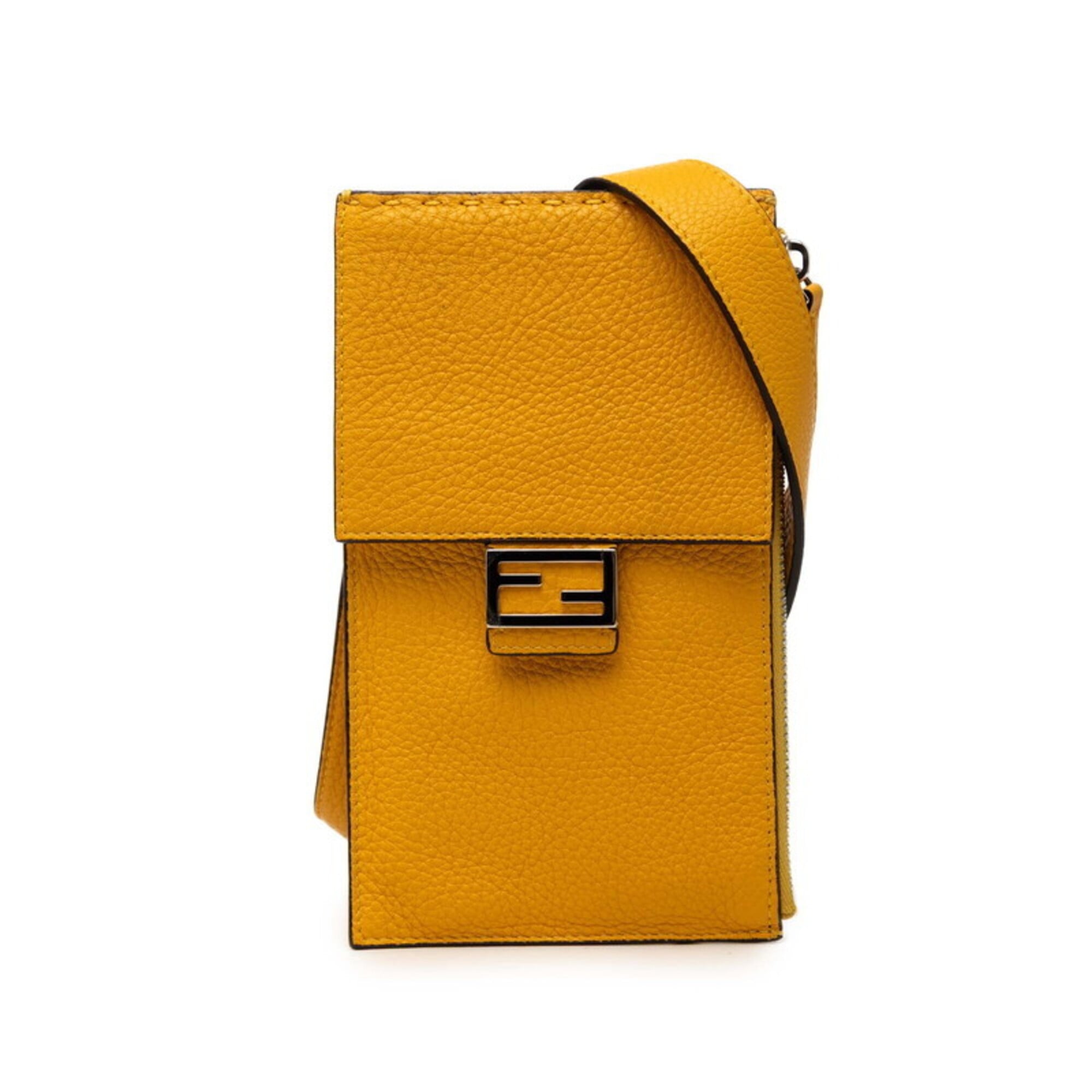 Fendi Yellow Leather Pochette Shoulder Bag (Pre-Owned)