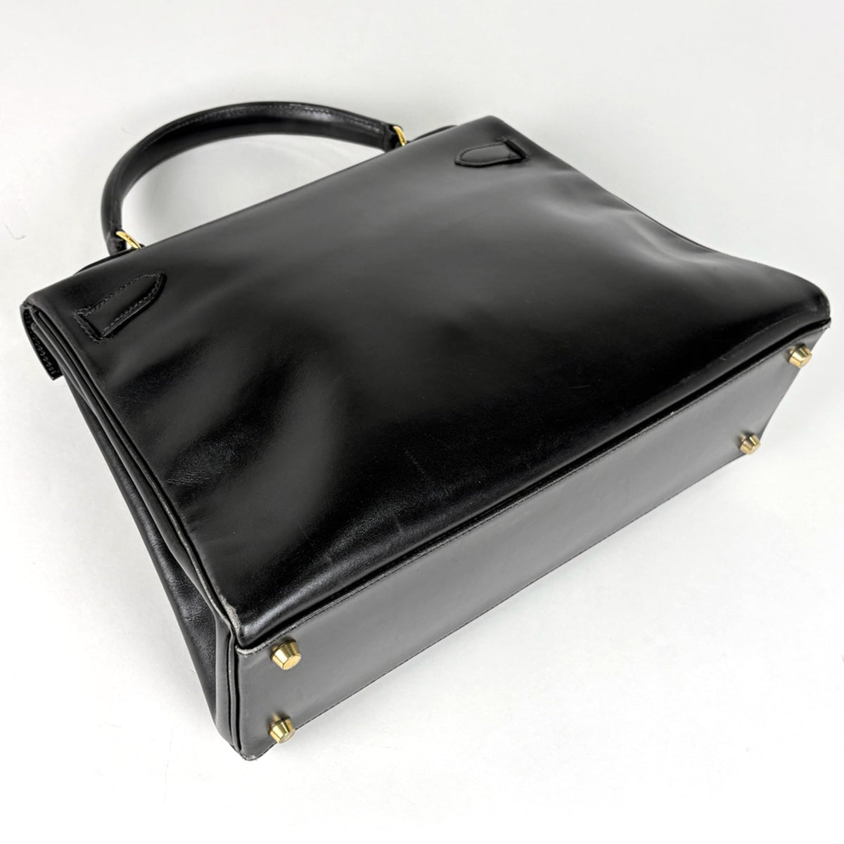 Hermes Kelly Black Box Calf Leather Handbag (Pre-Owned)