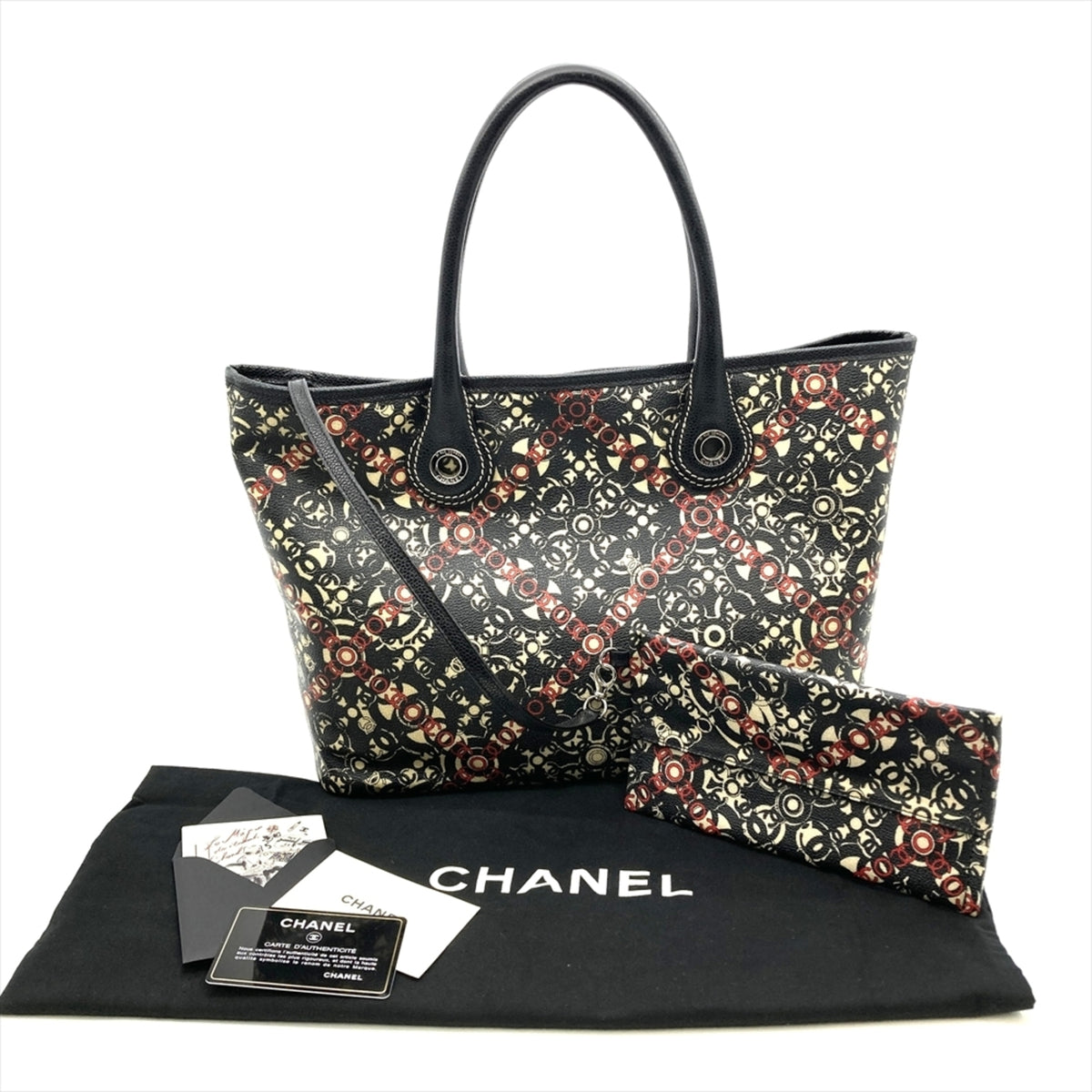 Chanel Black Pvc Leather Pouch Tote Bag (Pre-Owned)