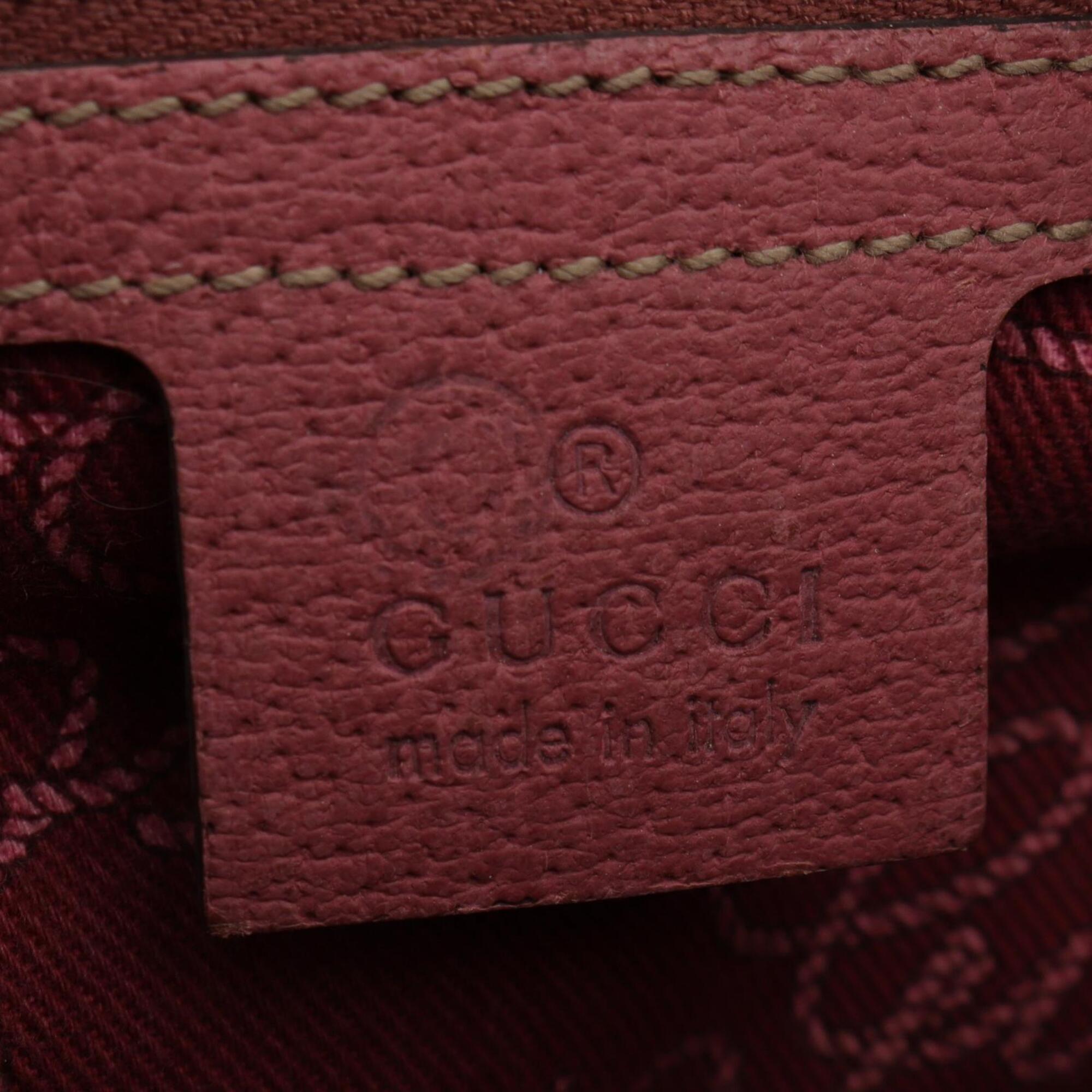Gucci Beige Pink Canvas Leather Handbag (Pre-Owned)