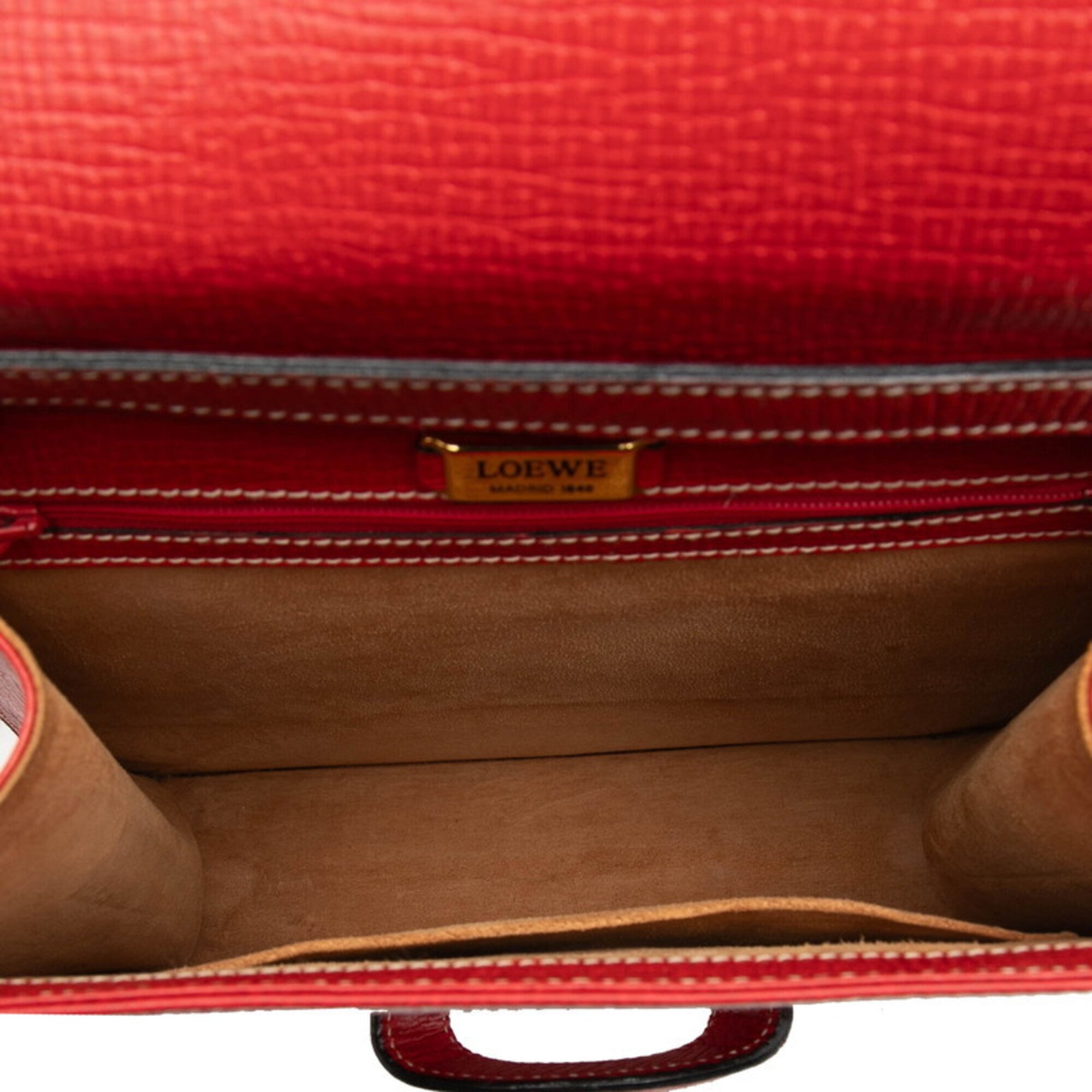 Loewe Red Color Leather Handbag Shoulder Bag (Pre-Owned)