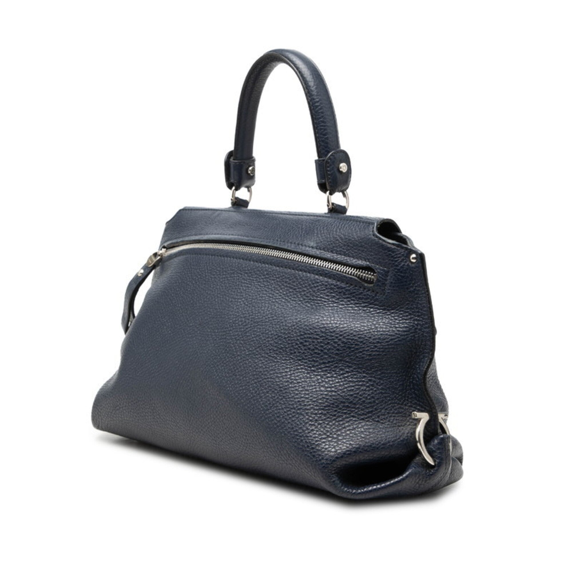 Salvatore Ferragamo Blue Leather Handbag Shoulder Bag (Pre-Owned)