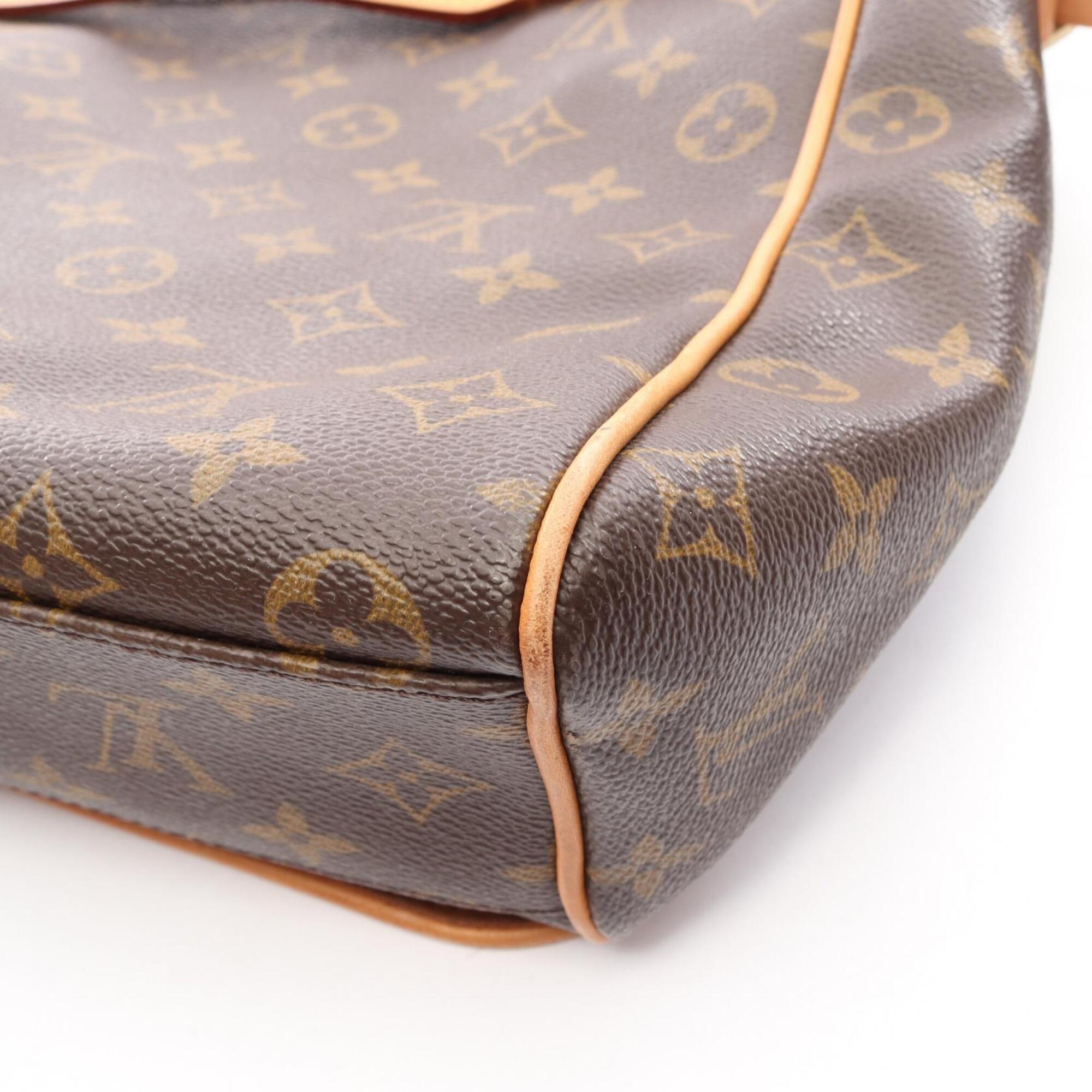 Louis Vuitton Brown Leather Coated Canvas Handbag Shoulder Bag (Pre-Owned)