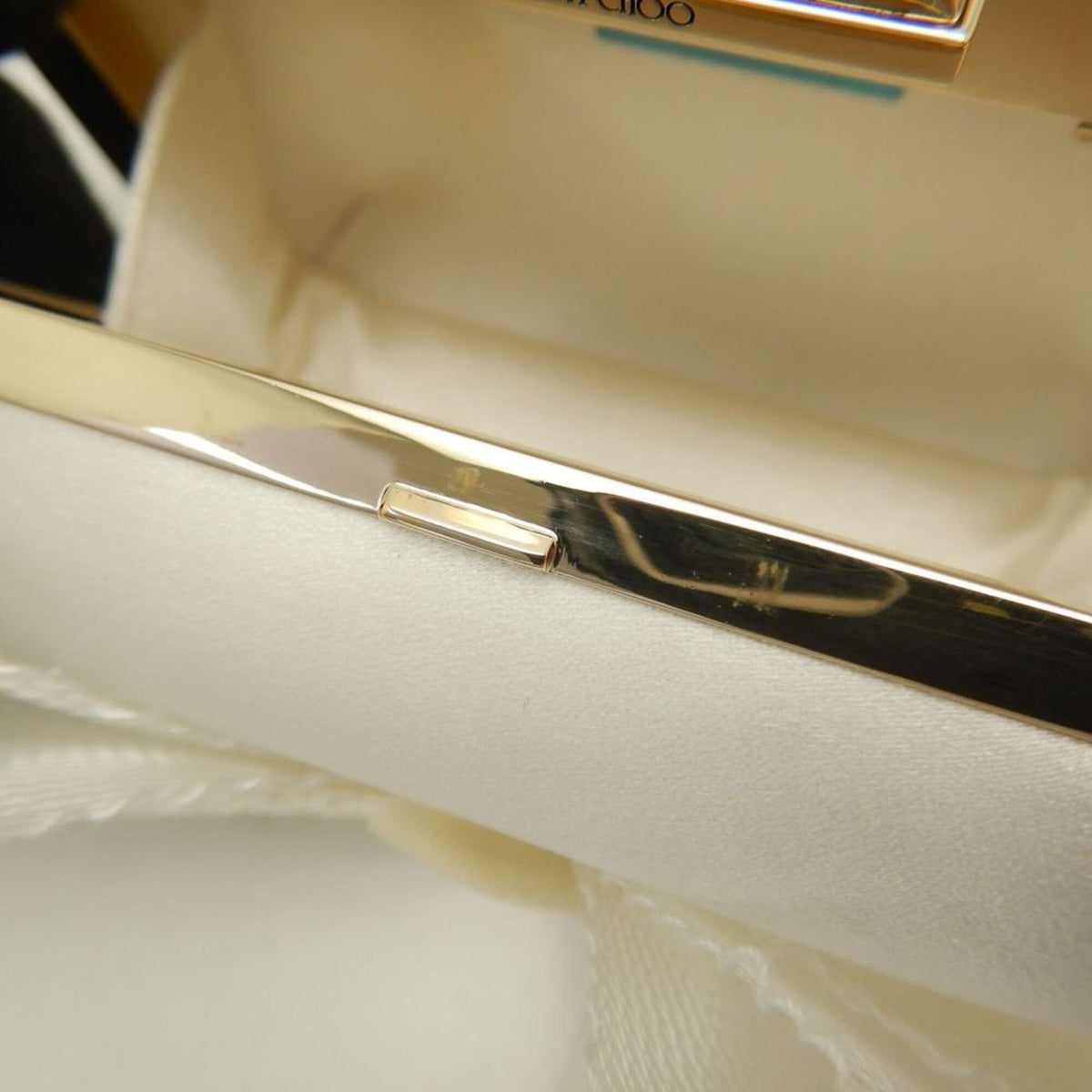 Jimmy Choo Off-White Satin Clutch Bag (Pre-Owned)