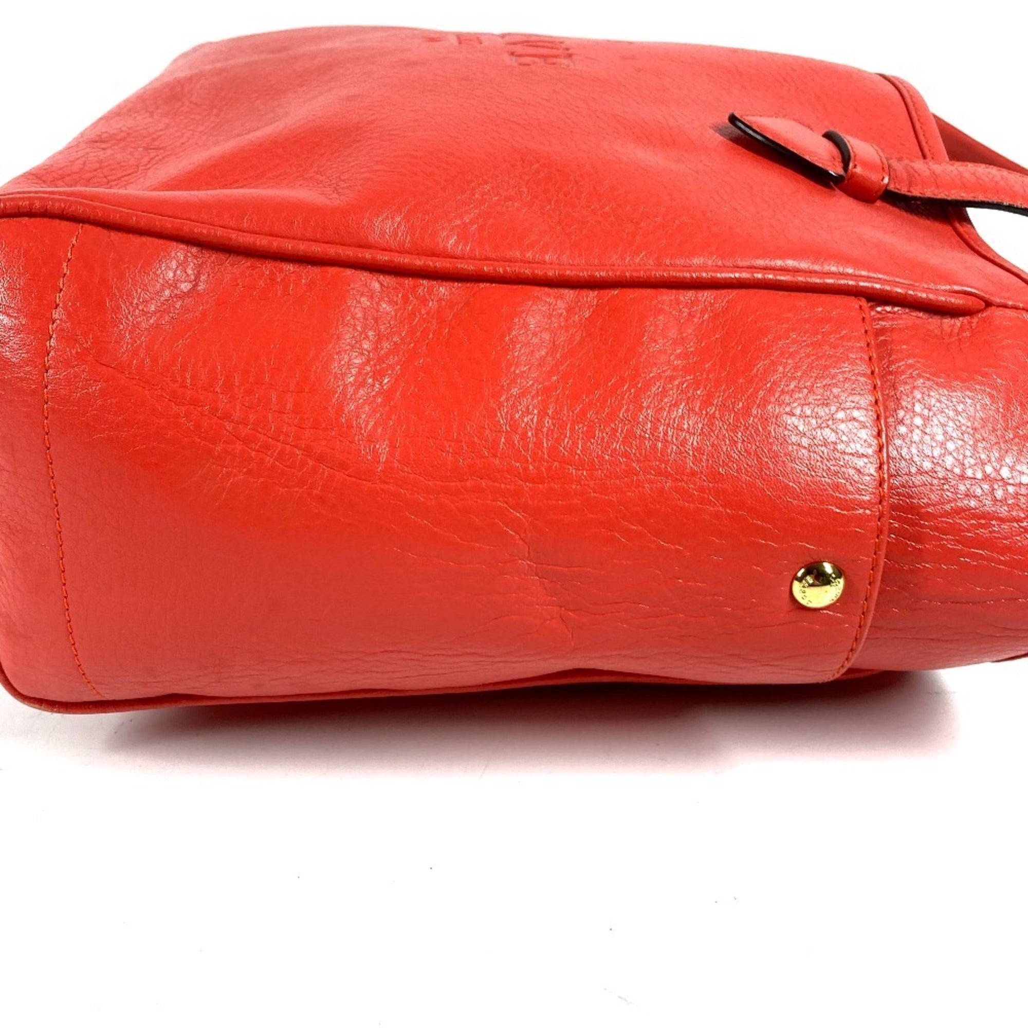 Loewe Orange Red Leather Shoulder Bag Tote Bag (Pre-Owned)