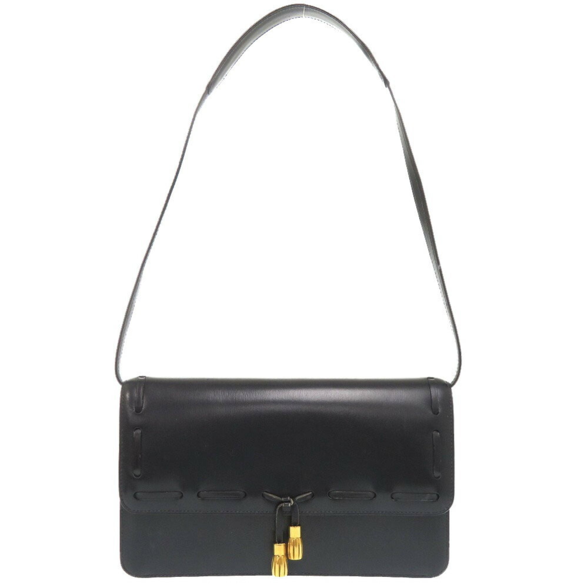 Hermes Navy Box Calf Leather Shoulder Bag (Pre-Owned)