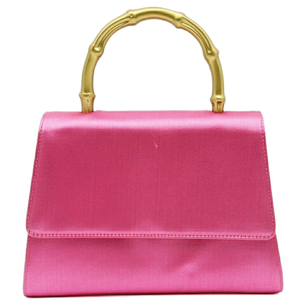 Gucci Gold Pink Bamboo Satin Handbag (Pre-Owned)