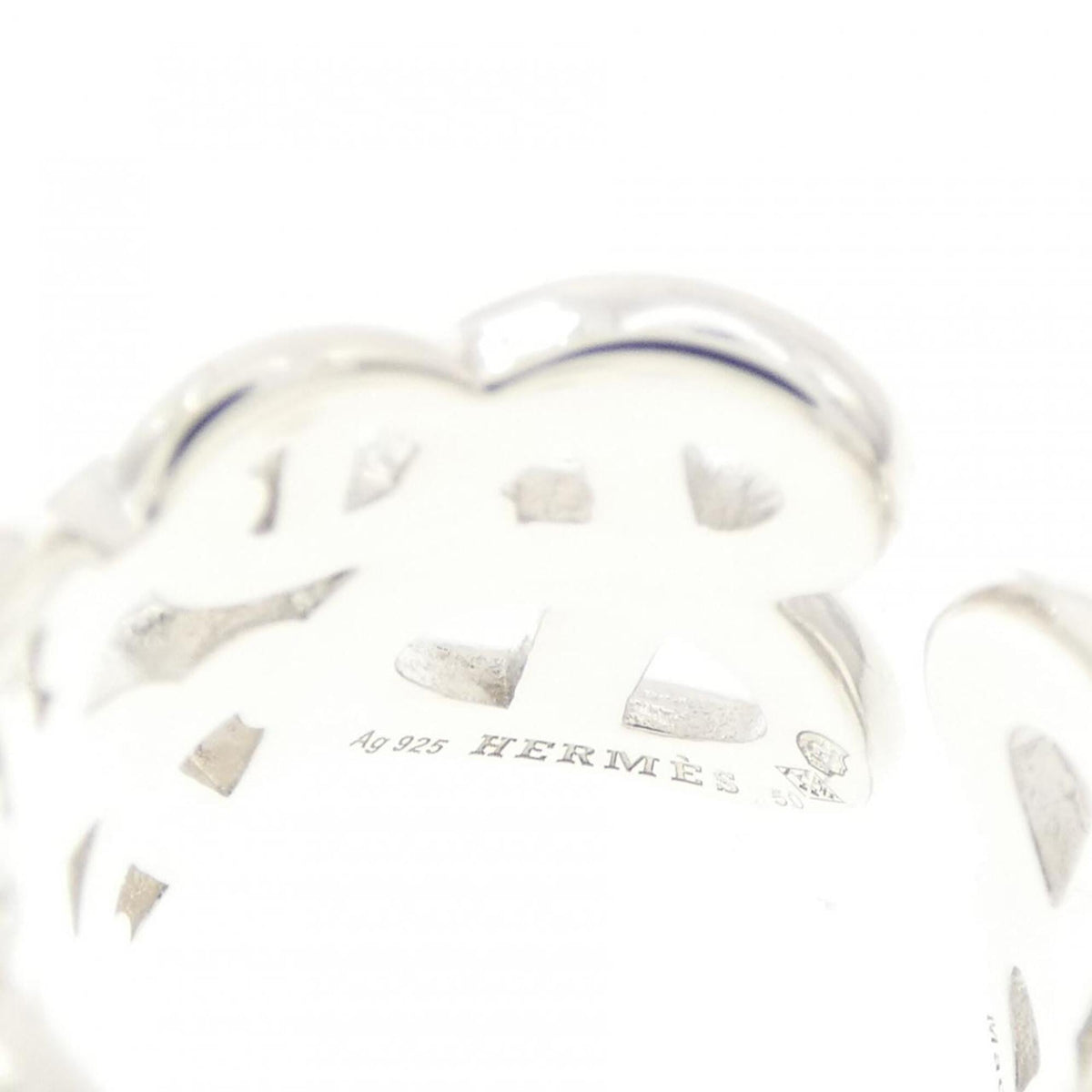 Hermes Silver 925 Band Ring (Pre-Owned)