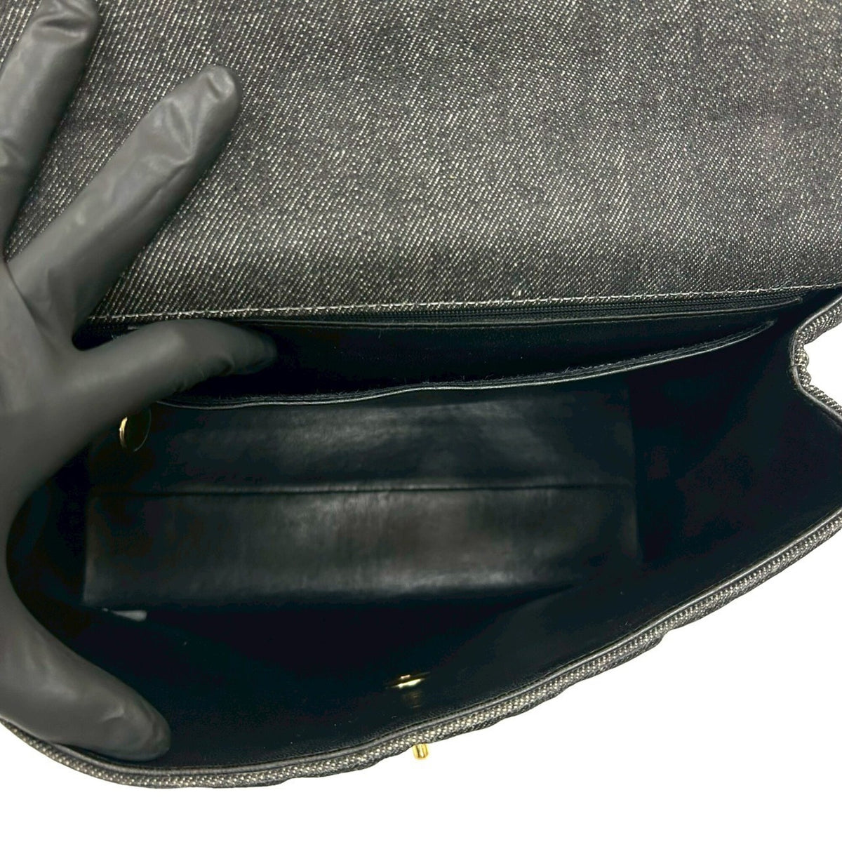 Chanel Black Cotton Leather Handbag Tote Bag (Pre-Owned)