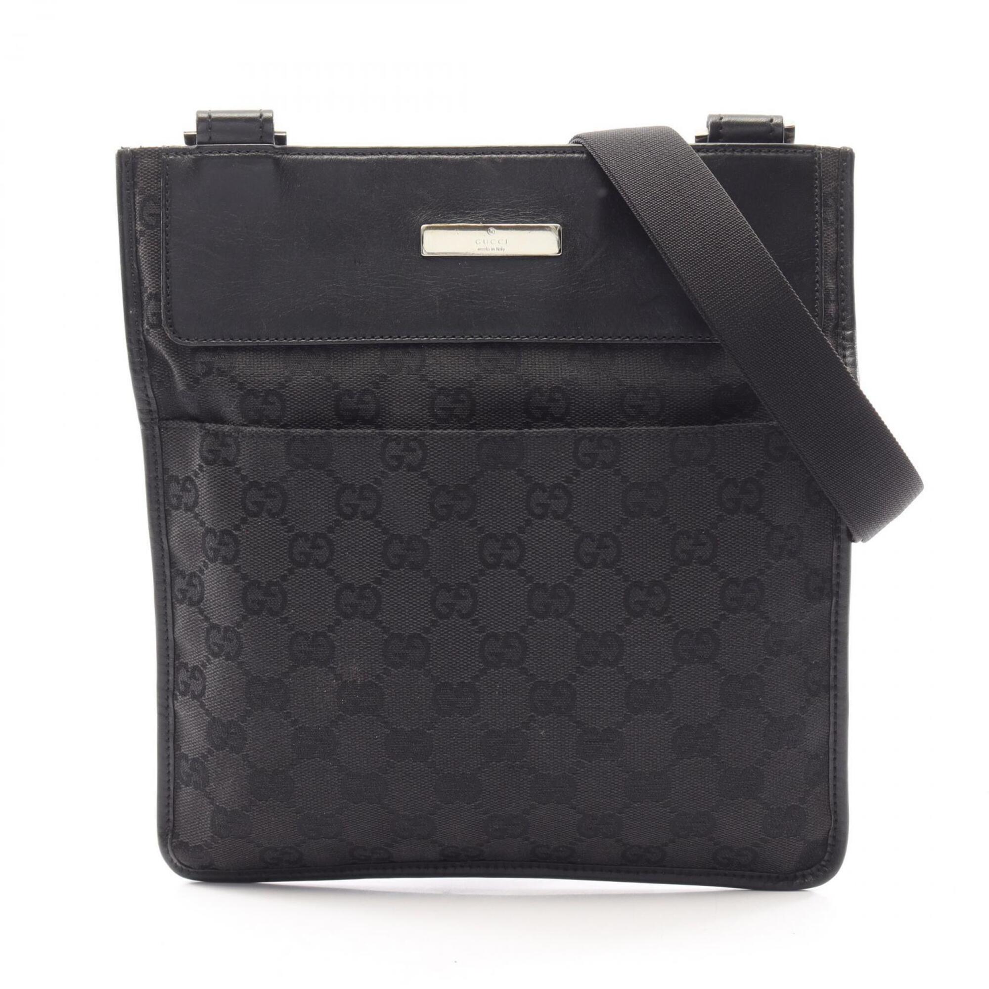 Gucci Black Canvas Leather Handbag Shoulder Bag (Pre-Owned)