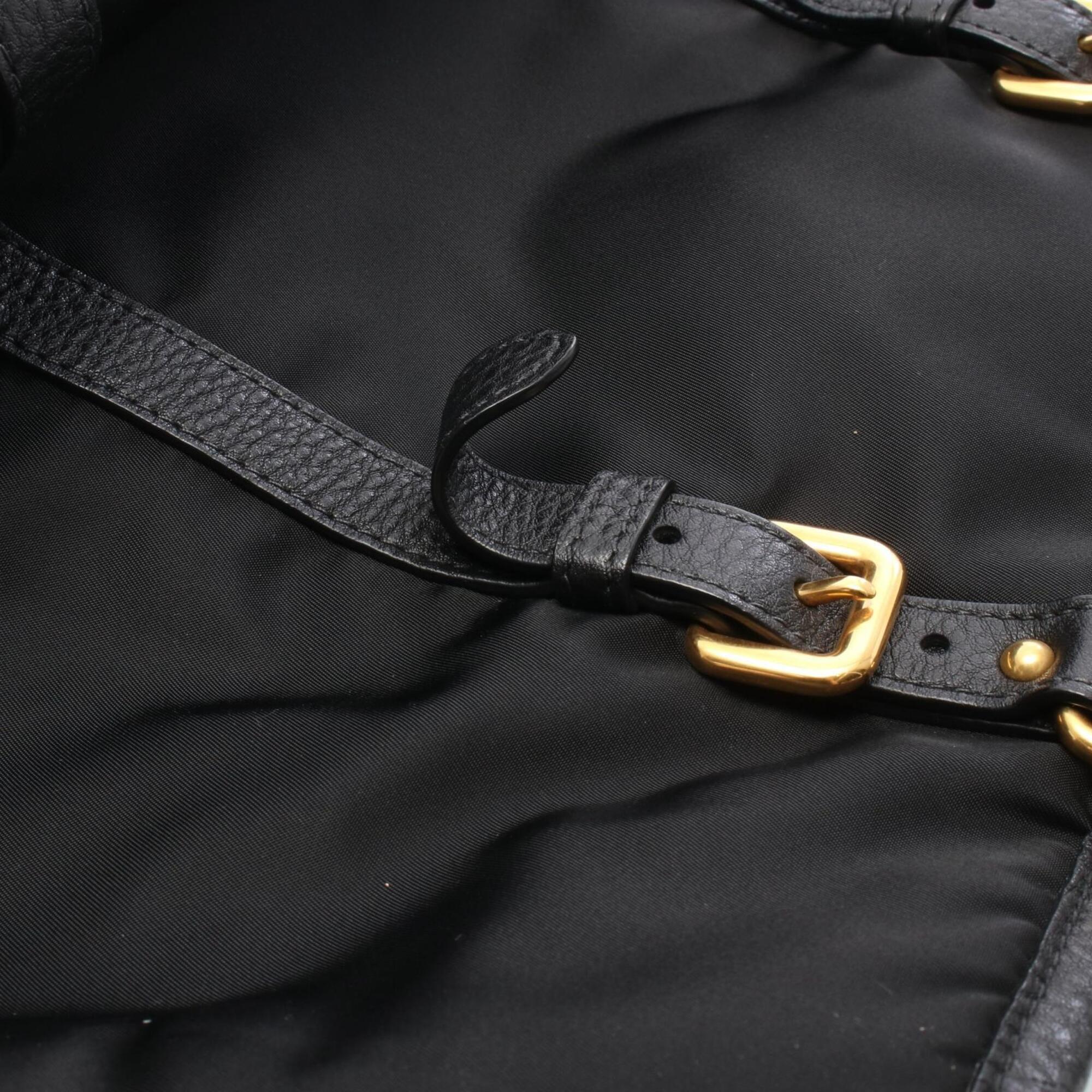 Prada Black Nylon Leather Handbag (Pre-Owned)