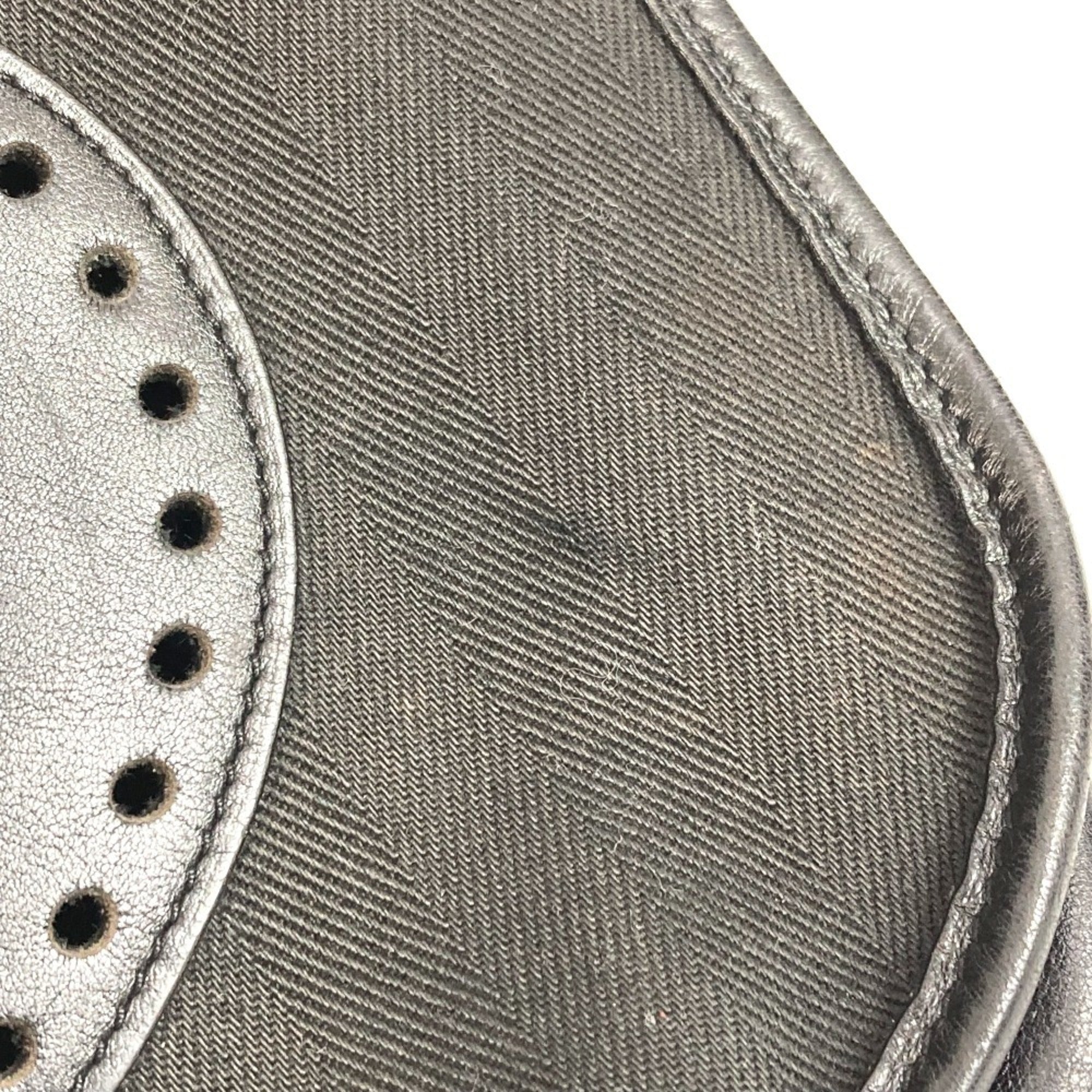 Hermes Black Leather Canvas Pochette Shoulder Bag (Pre-Owned)