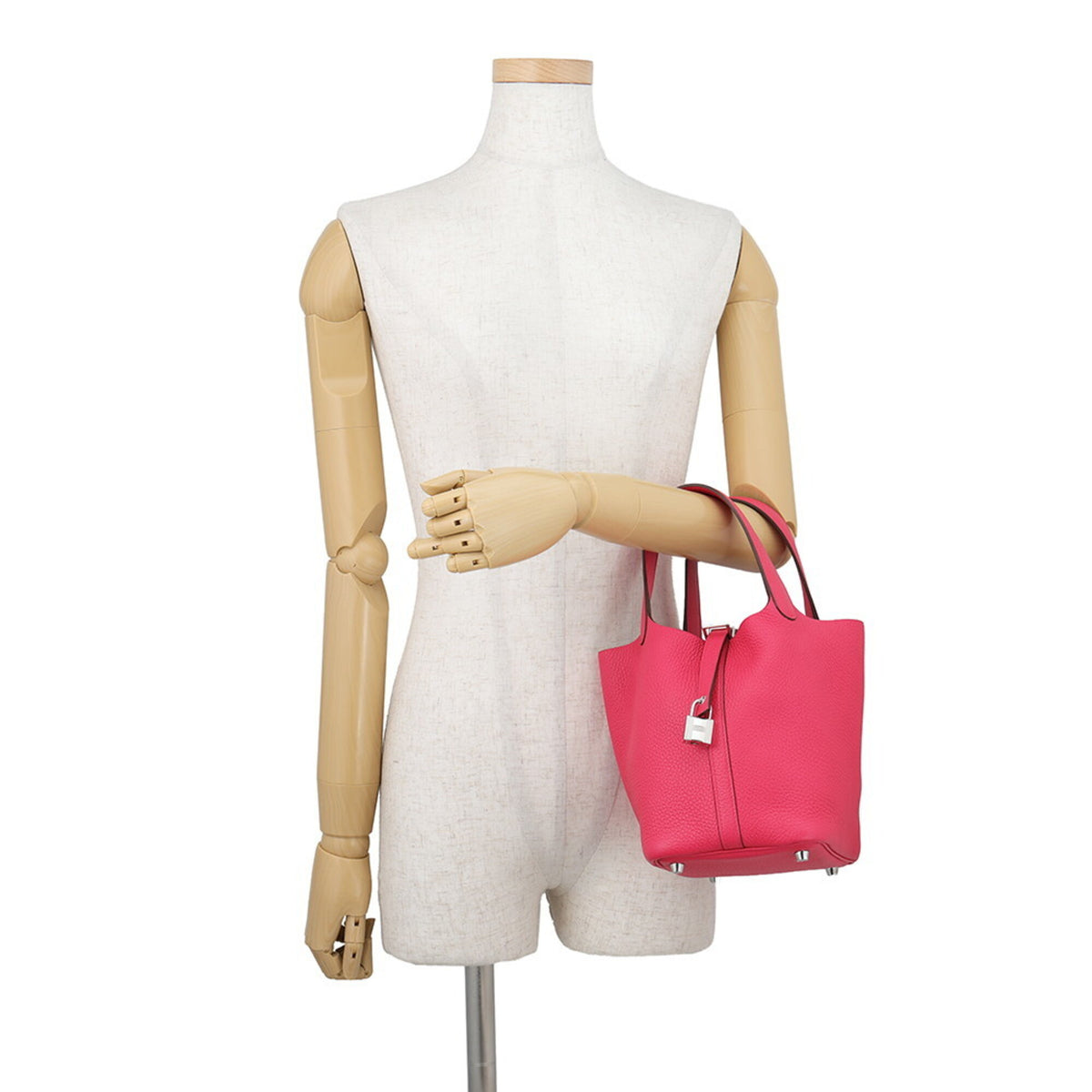 Hermes Picotin Pink Taurillon Clemence Leather Handbag (Pre-Owned)