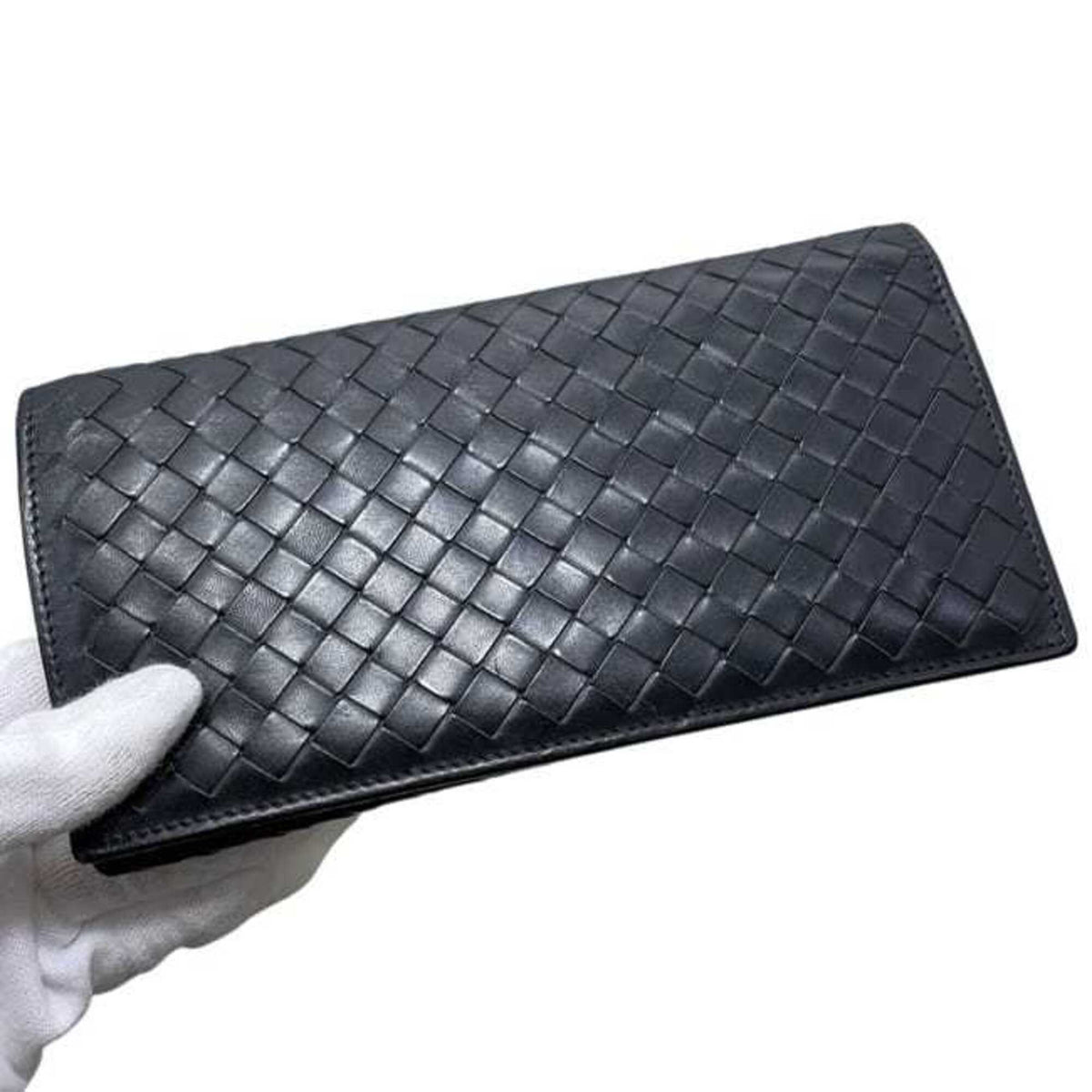 Bottega Veneta Black Intrecciato Long Wallet (Bi-Fold) (Pre-Owned)
