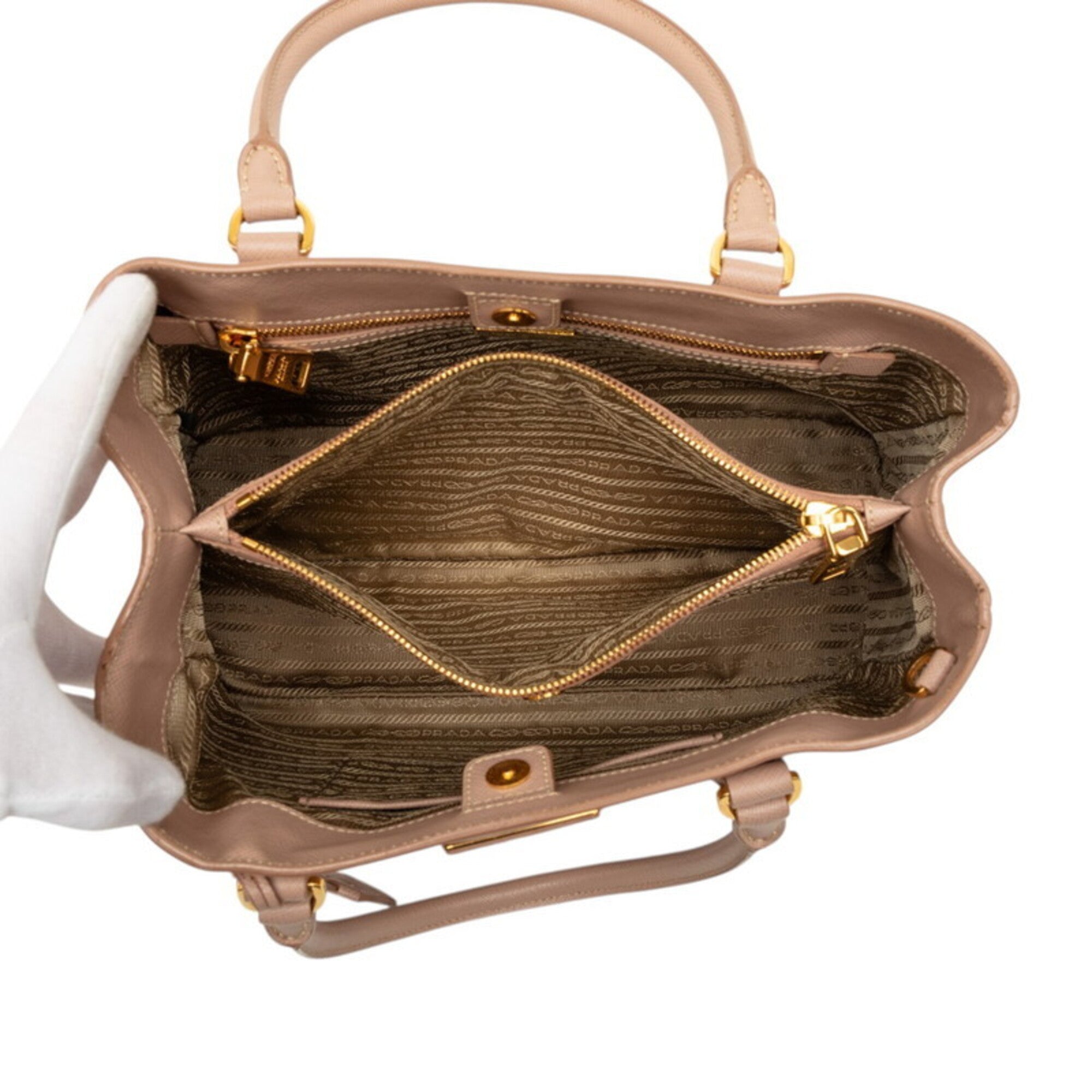 Prada Beige Leather Handbag Tote Bag (Pre-Owned)