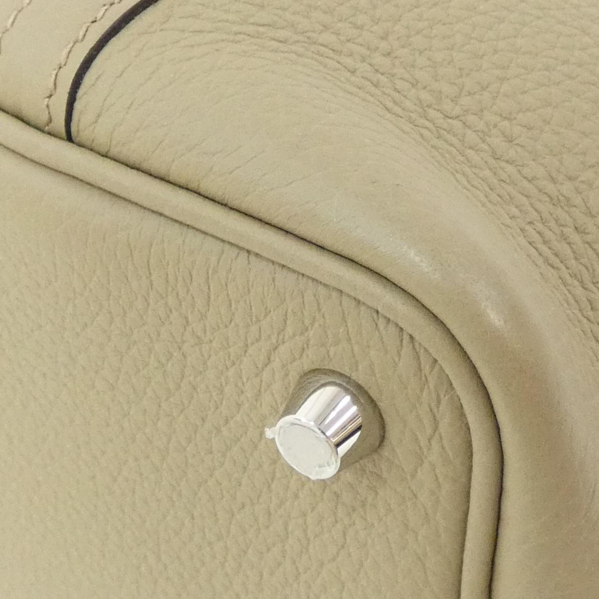 Hermes Beige Taurillon Clemence Leather Handbag (Pre-Owned)