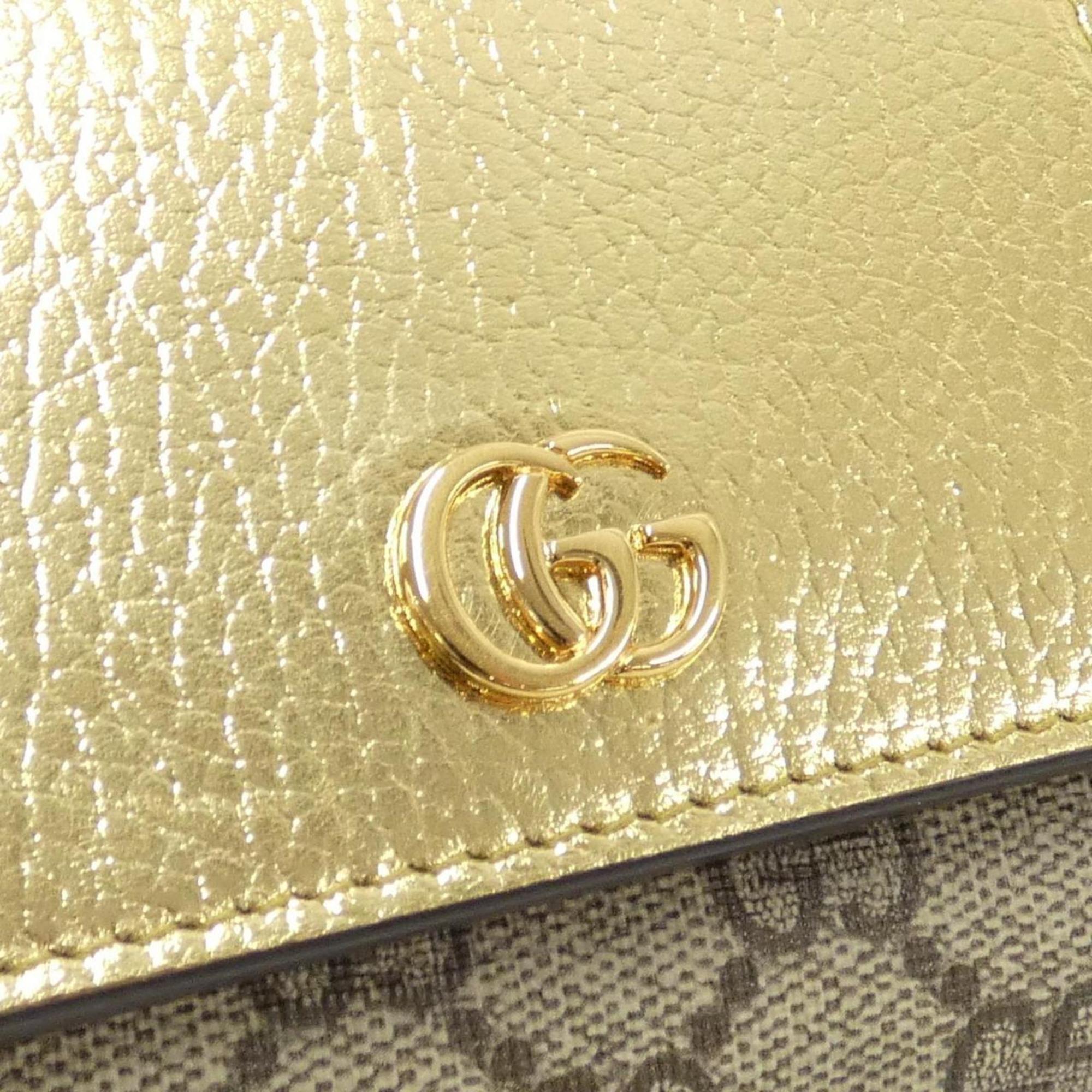 Gucci Beige Gold Gg Supreme Canvas Leather Wallet (Bi-Fold) (Pre-Owned)