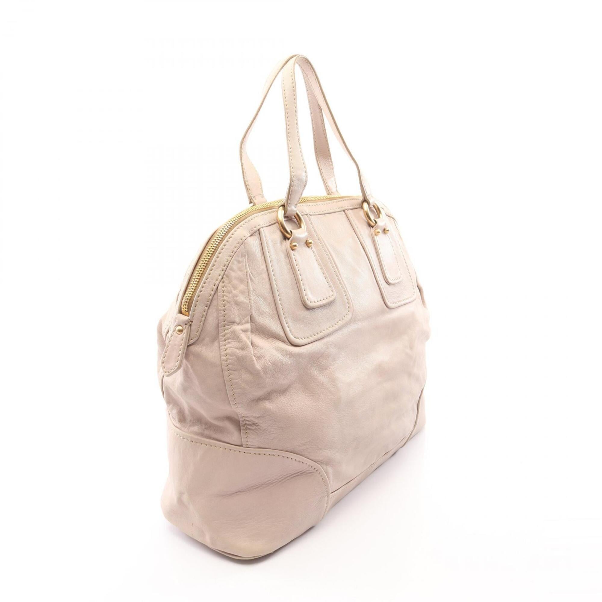 Miu Miu Ivory Leather Boston Bag Handbag (Pre-Owned)