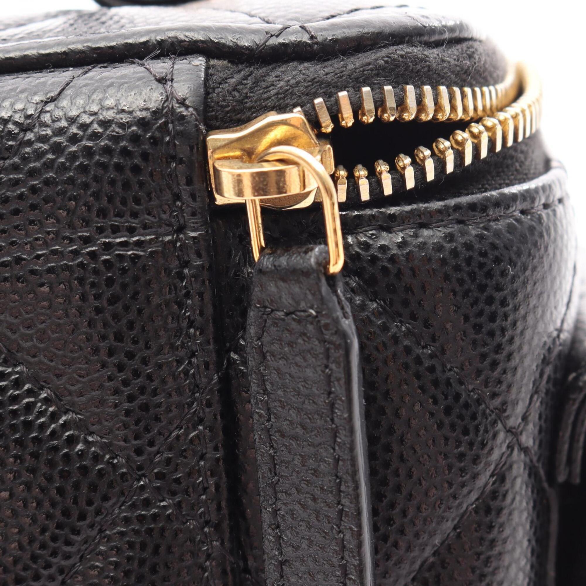 Chanel Black Grained Calfskin Handbag Shoulder Bag Vanity Bag (Pre-Owned)