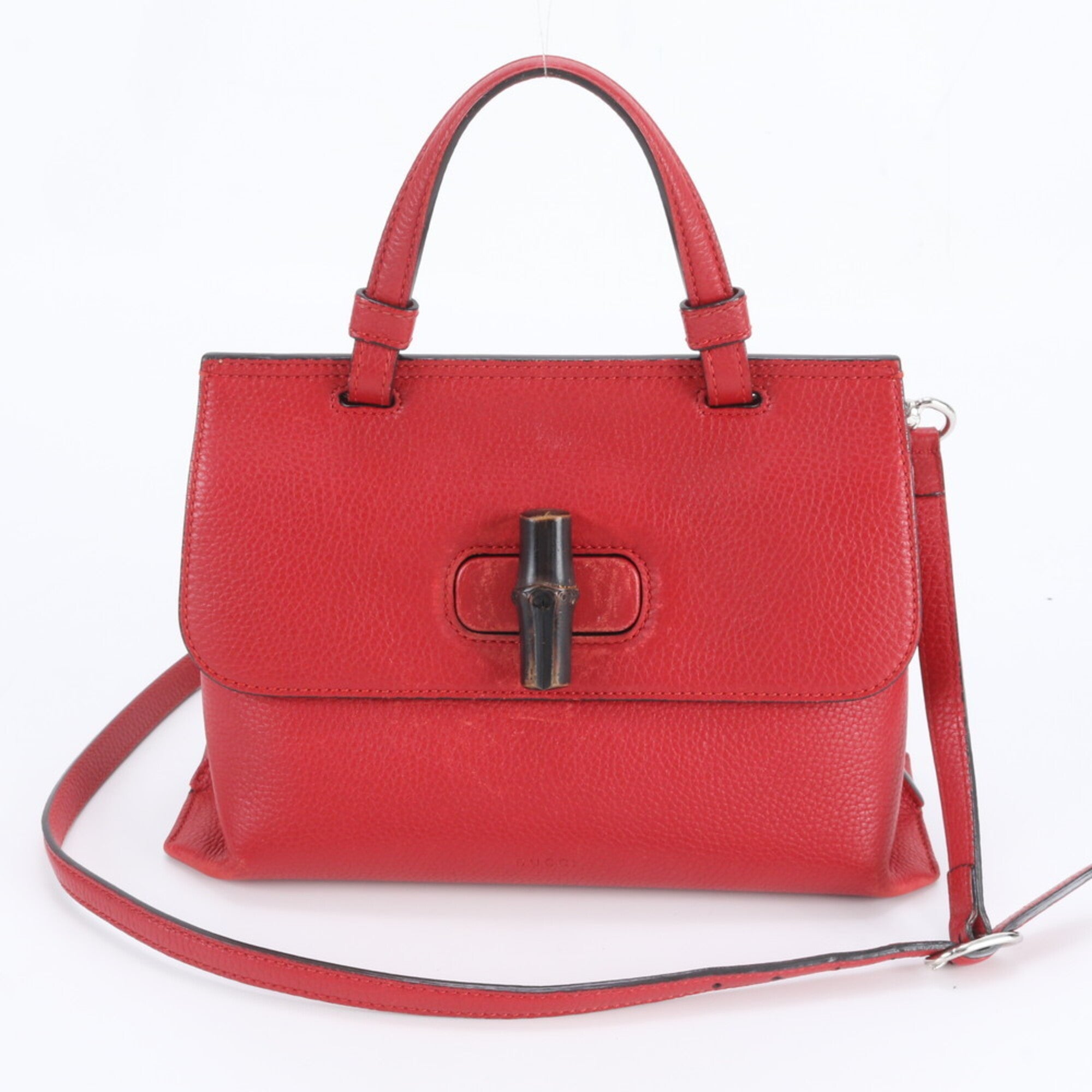 Gucci Red Color Leather Handbag Shoulder Bag (Pre-Owned)