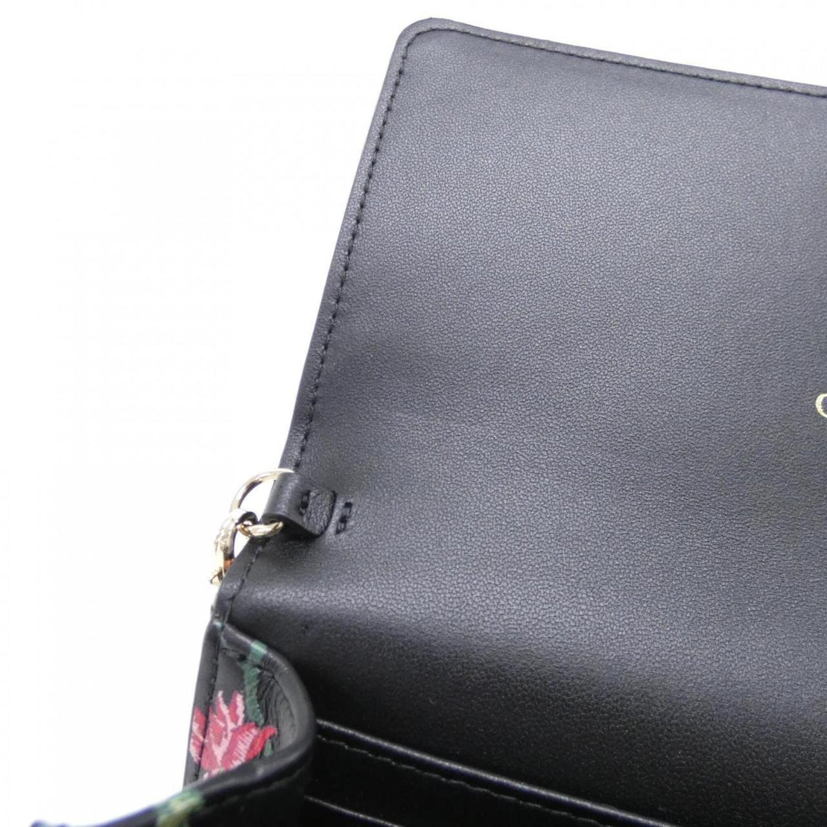 Christian Dior Black Multi-Color Leather Chain/Shoulder Wallet (Pre-Owned)