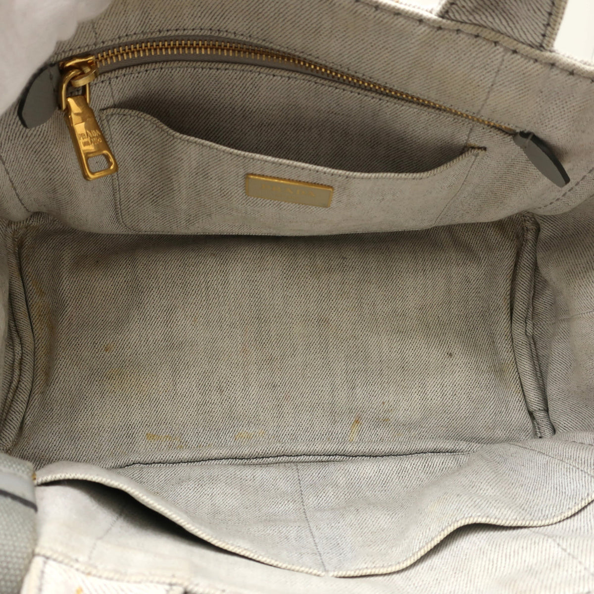 Prada Canapa Gold Cotton Canvas Handbag (Pre-Owned)