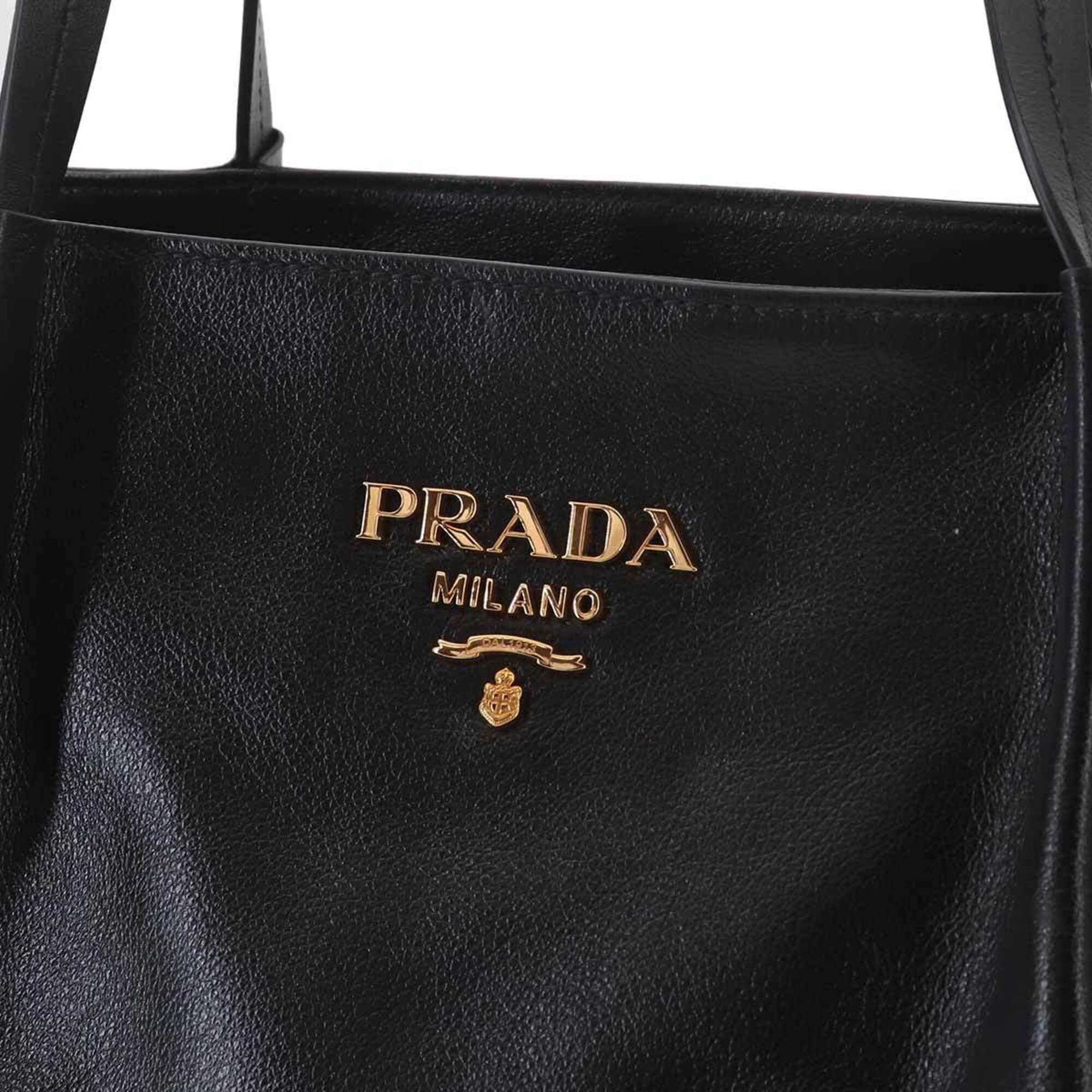 Prada Black Leather Handbag Tote Bag (Pre-Owned)