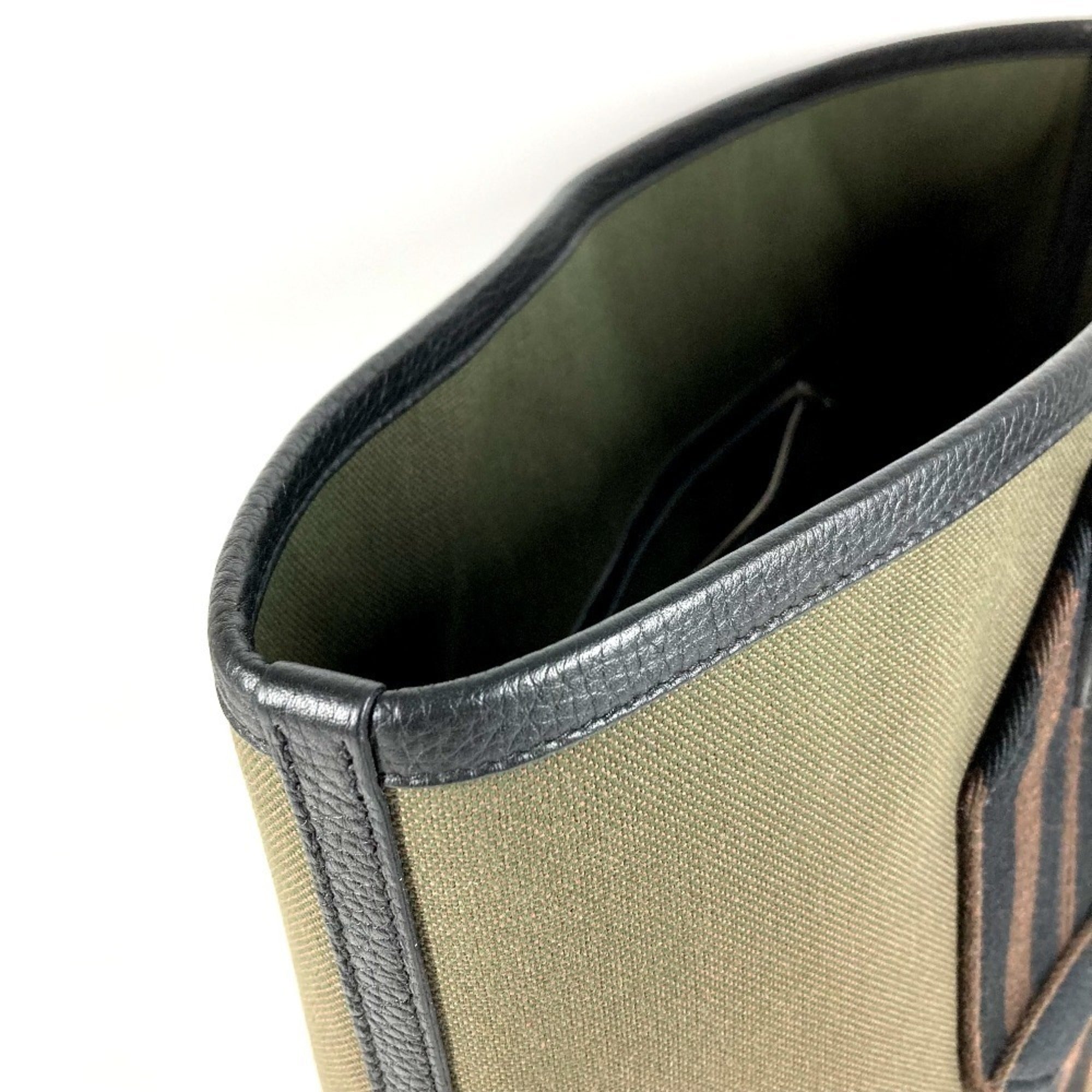 Hermes Black Khaki Taurillon Clemence Leather Handbag Shoulder Bag Tote Bag (Pre-Owned)