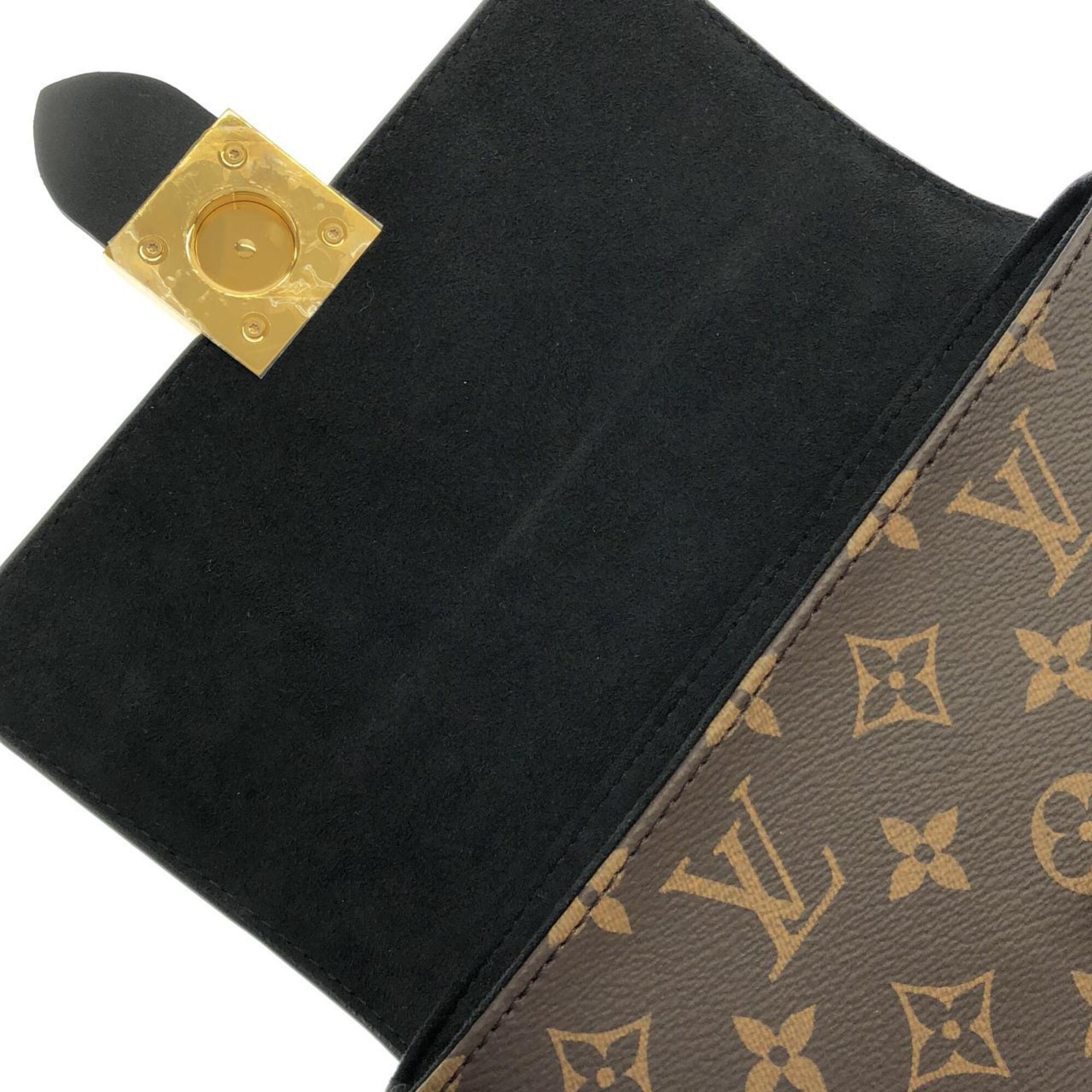 Louis Vuitton Black Brown Coated Canvas Leather Handbag (Pre-Owned)