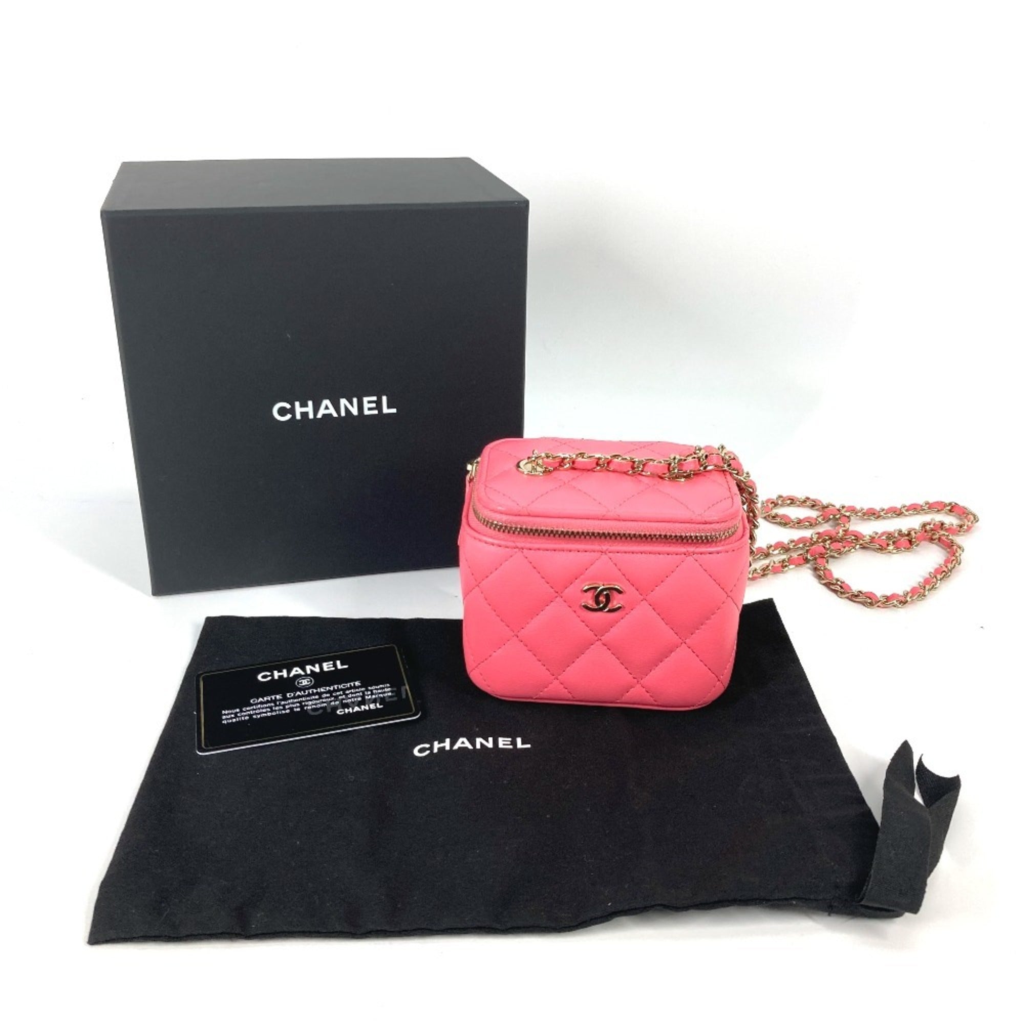 Chanel Pink Leather Shoulder Bag Vanity Bag (Pre-Owned)
