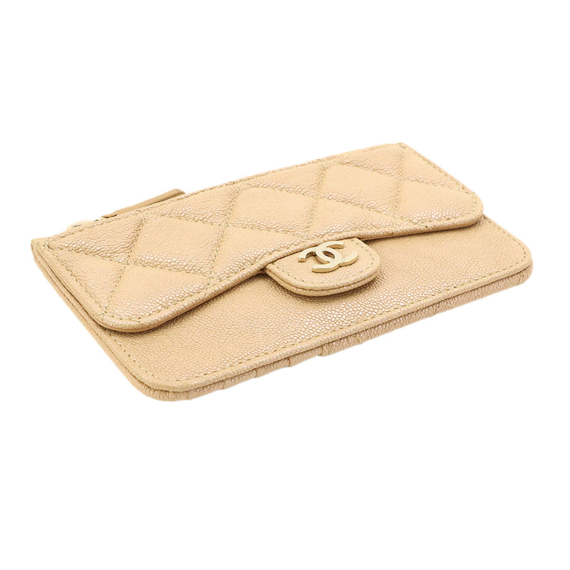 Chanel Beige Grained Calfskin Coin Purse/Coin Case (Pre-Owned)