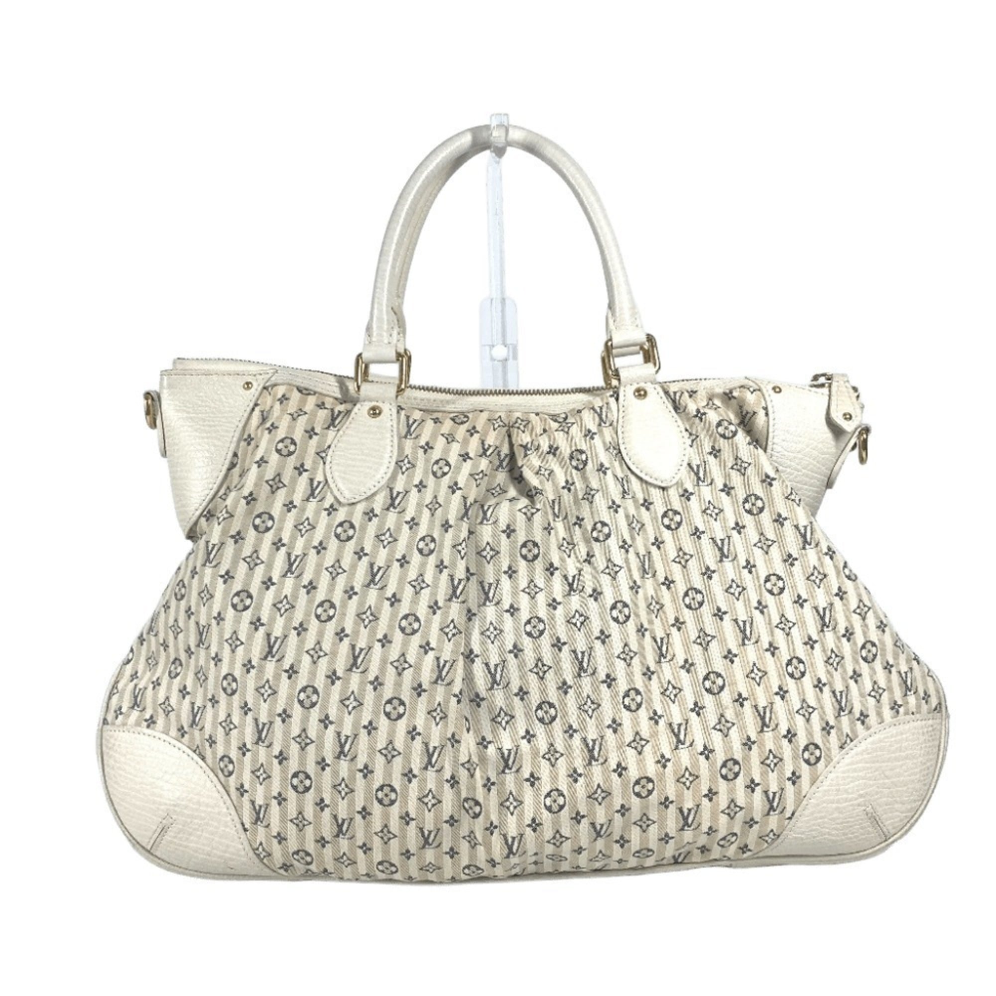 Louis Vuitton Blue White Monogram Mini Handbag Shoulder Bag Tote Bag (Pre-Owned)