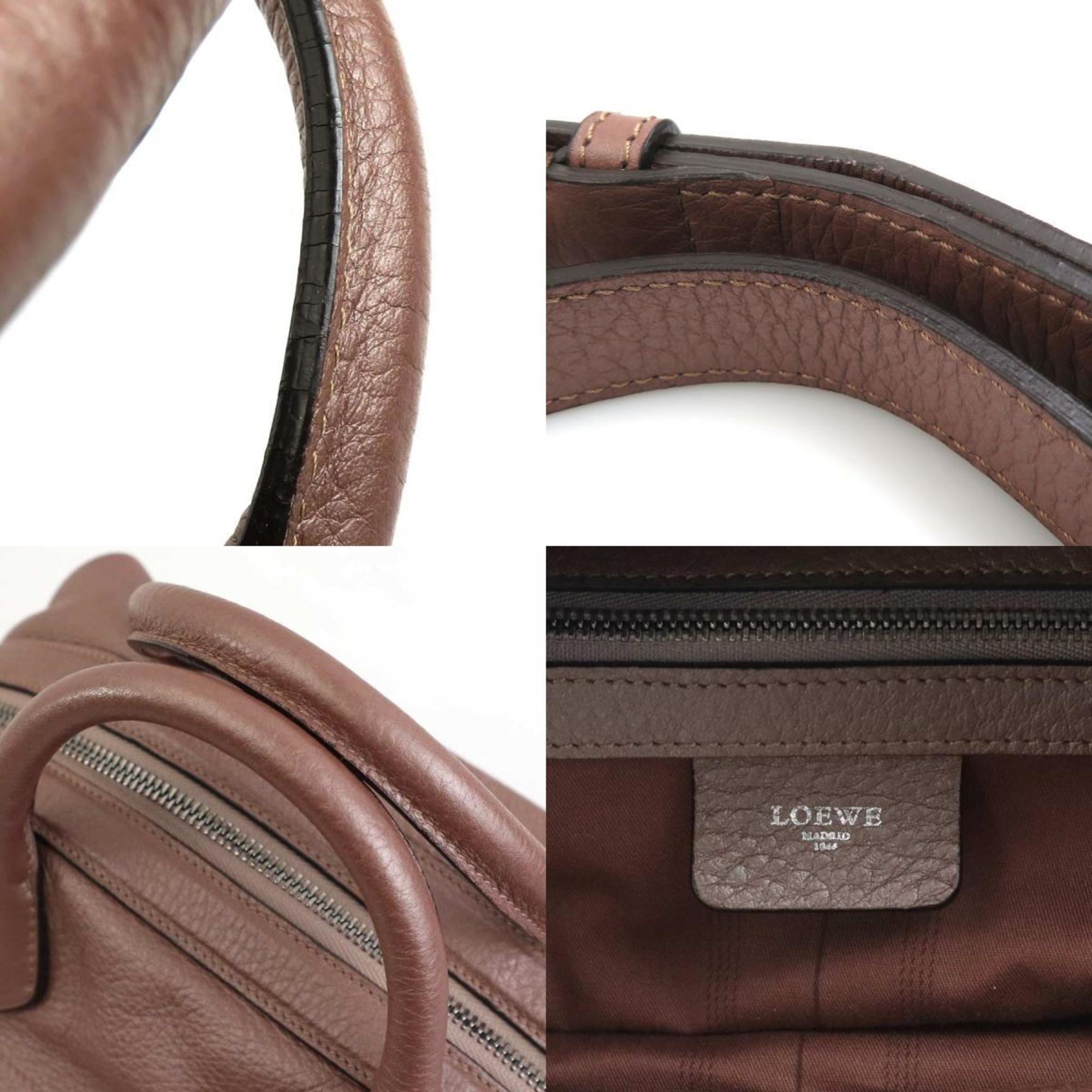 Loewe Brown Pink Leather Handbag Shoulder Bag (Pre-Owned)
