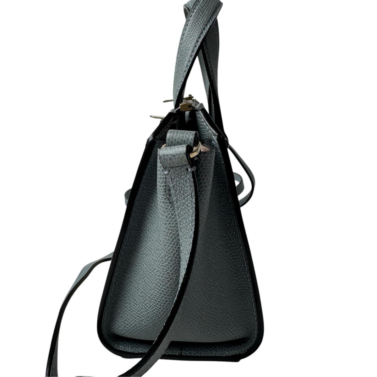 Valextra Beige Black Gray Leather Shoulder Bag Tote Bag (Pre-Owned)