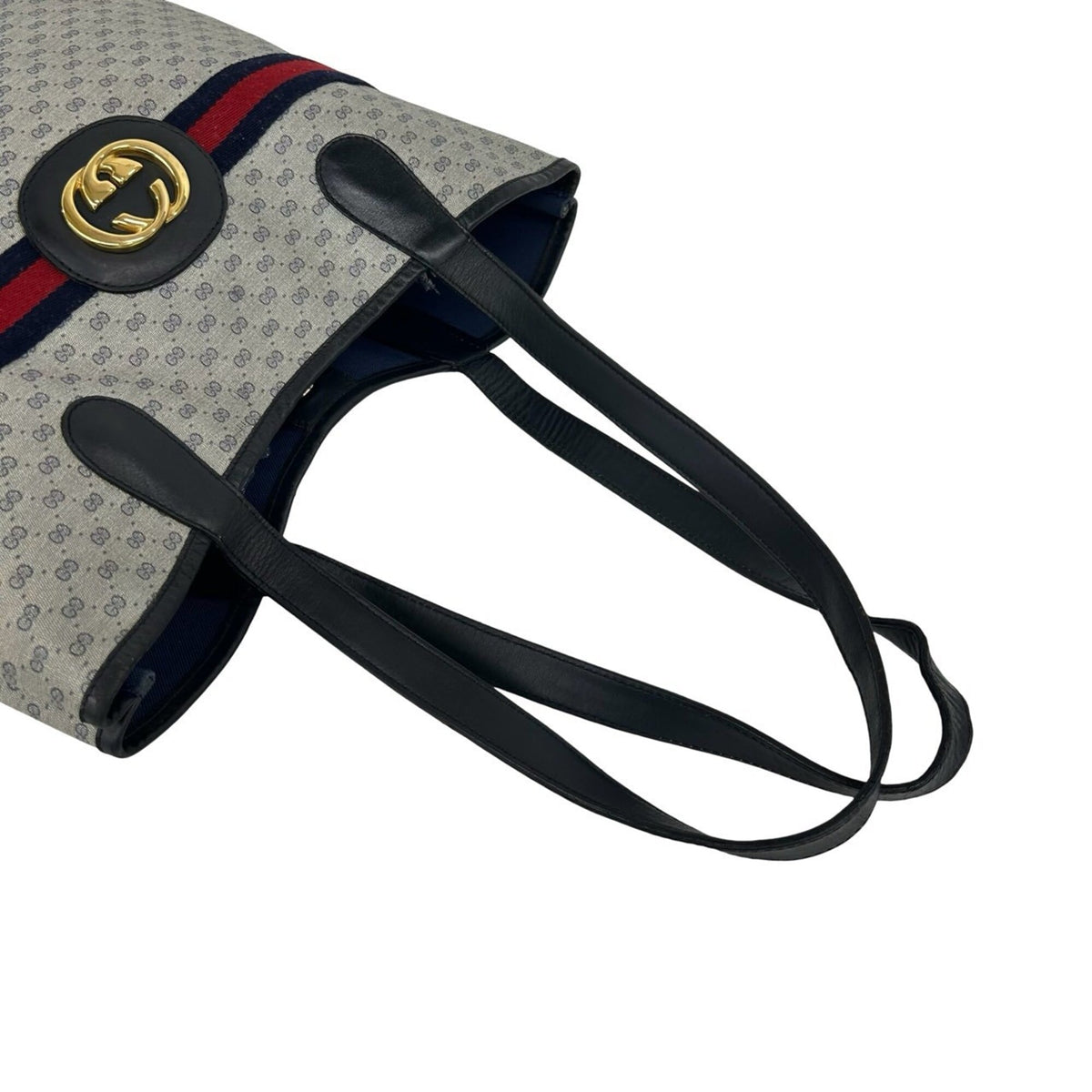 Gucci Navy Red Color Leather Pvc Shoulder Bag Tote Bag (Pre-Owned)