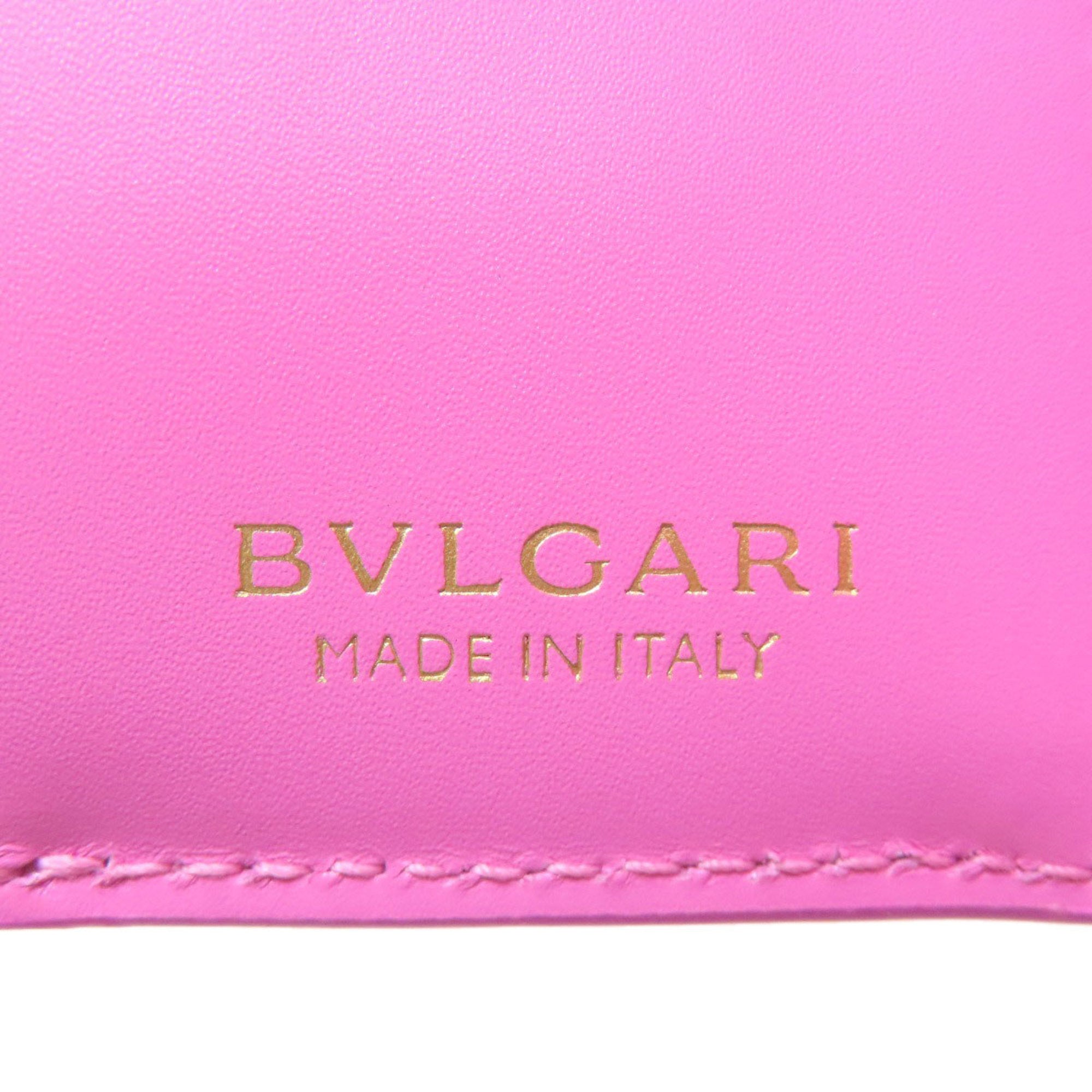 Bvlgari Pink Yellow Leather Wallet (Bi-Fold) (Pre-Owned)