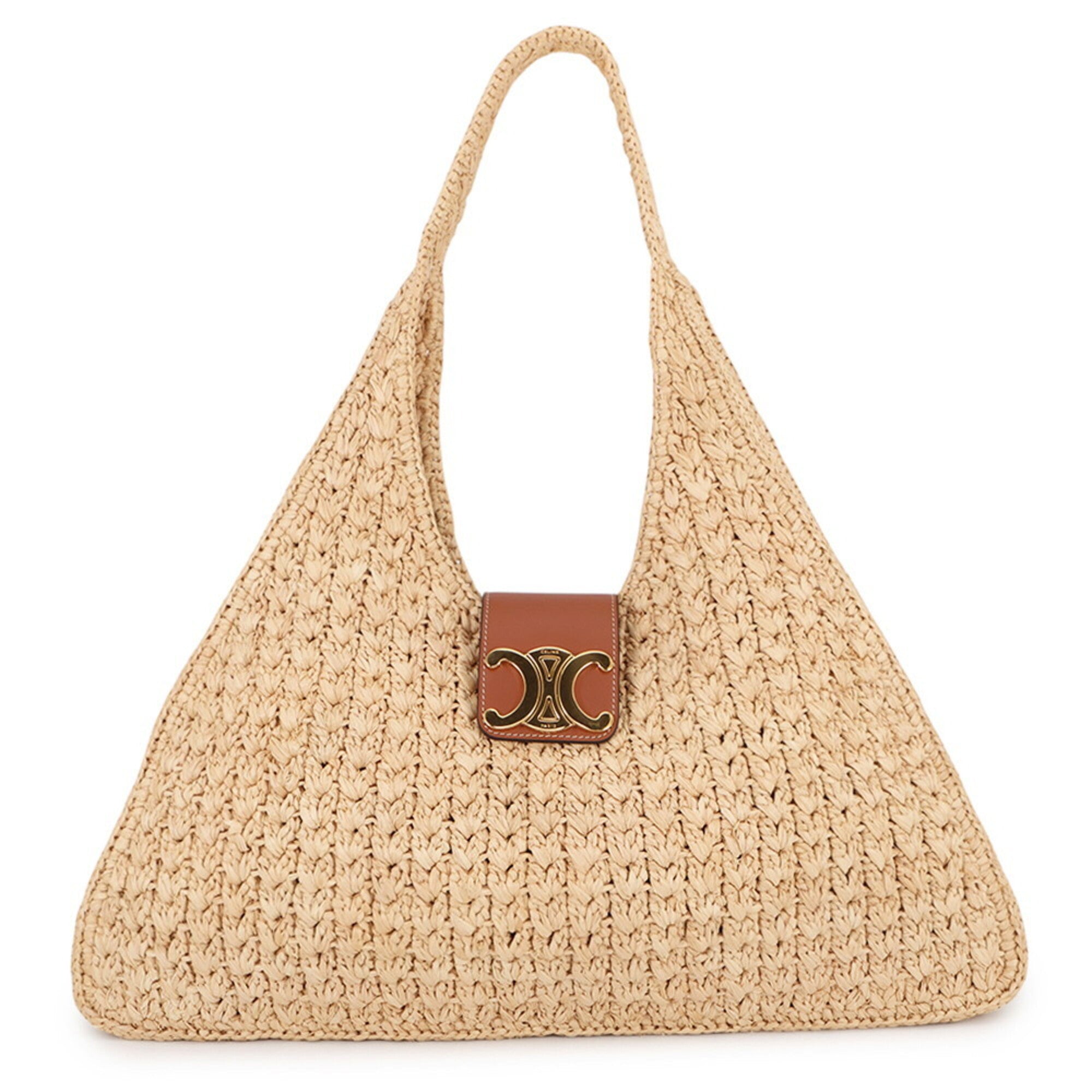 Celine Brown Raffia Leather Shoulder Bag (Pre-Owned)