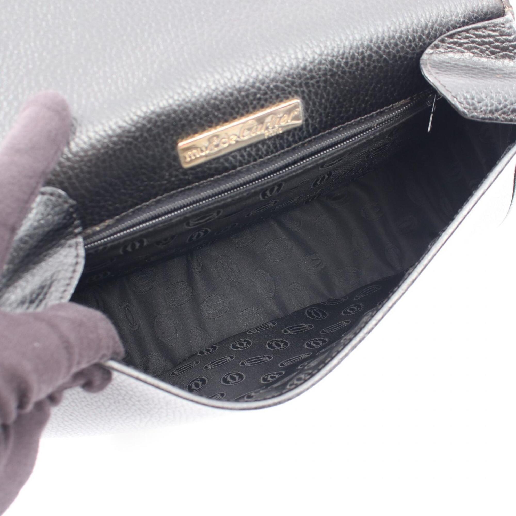Cartier Black Leather Handbag Shoulder Bag (Pre-Owned)