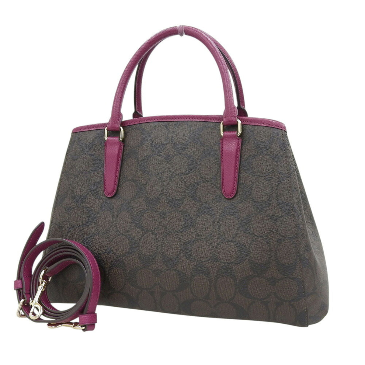 Coach Brown Purple Pvc Leather Handbag Shoulder Bag (Pre-Owned)