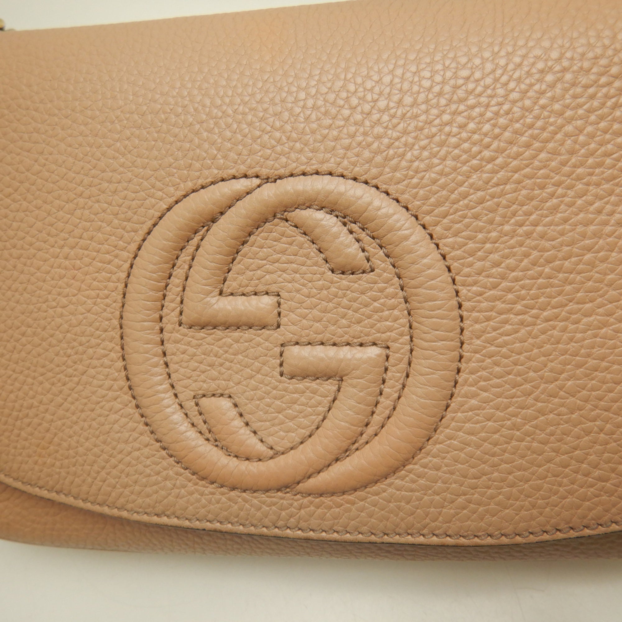 Gucci Pink Beige Leather Shoulder Bag (Pre-Owned)