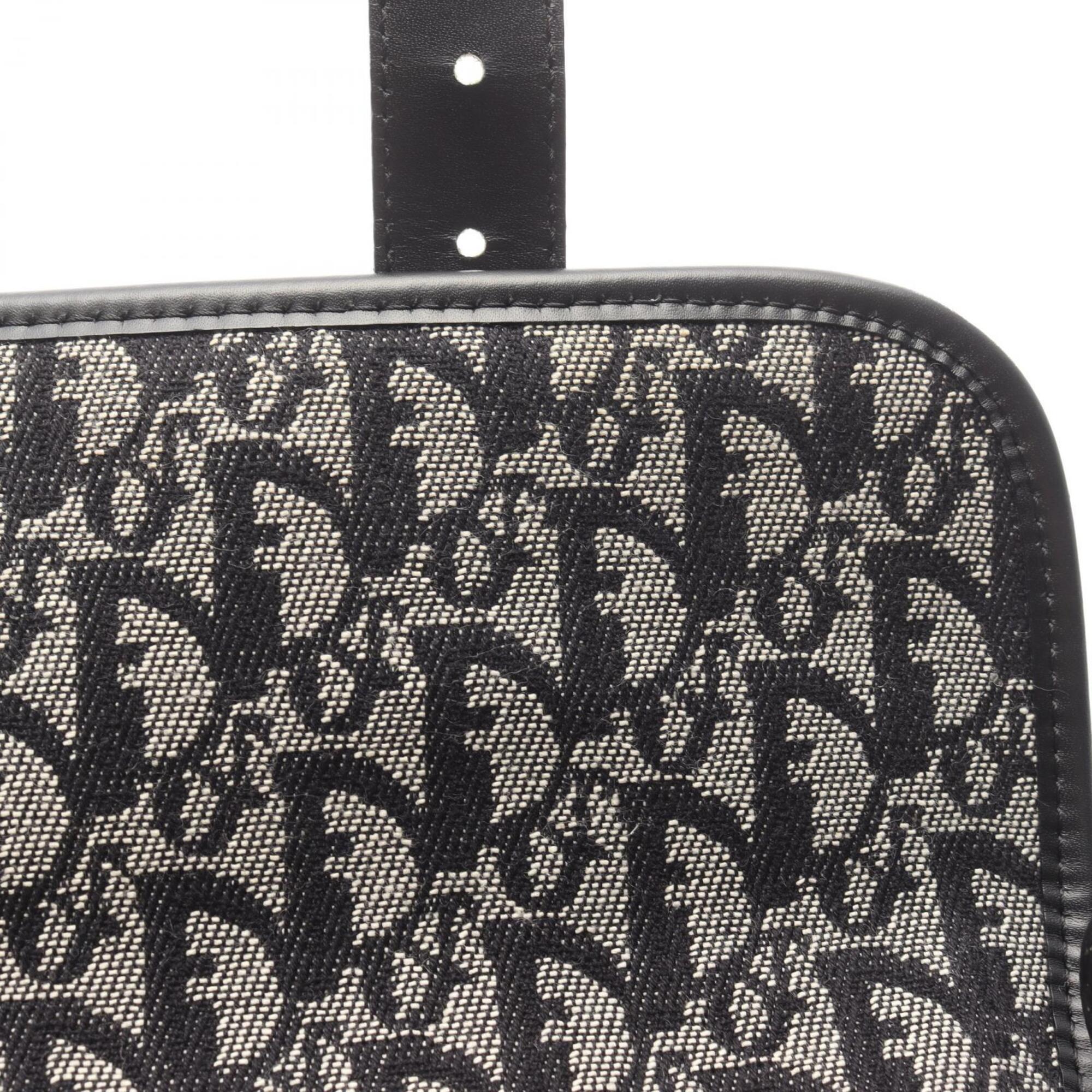 Christian Dior Black Navy Canvas Leather Handbag Messenger Bag Shoulder Bag (Pre-Owned)