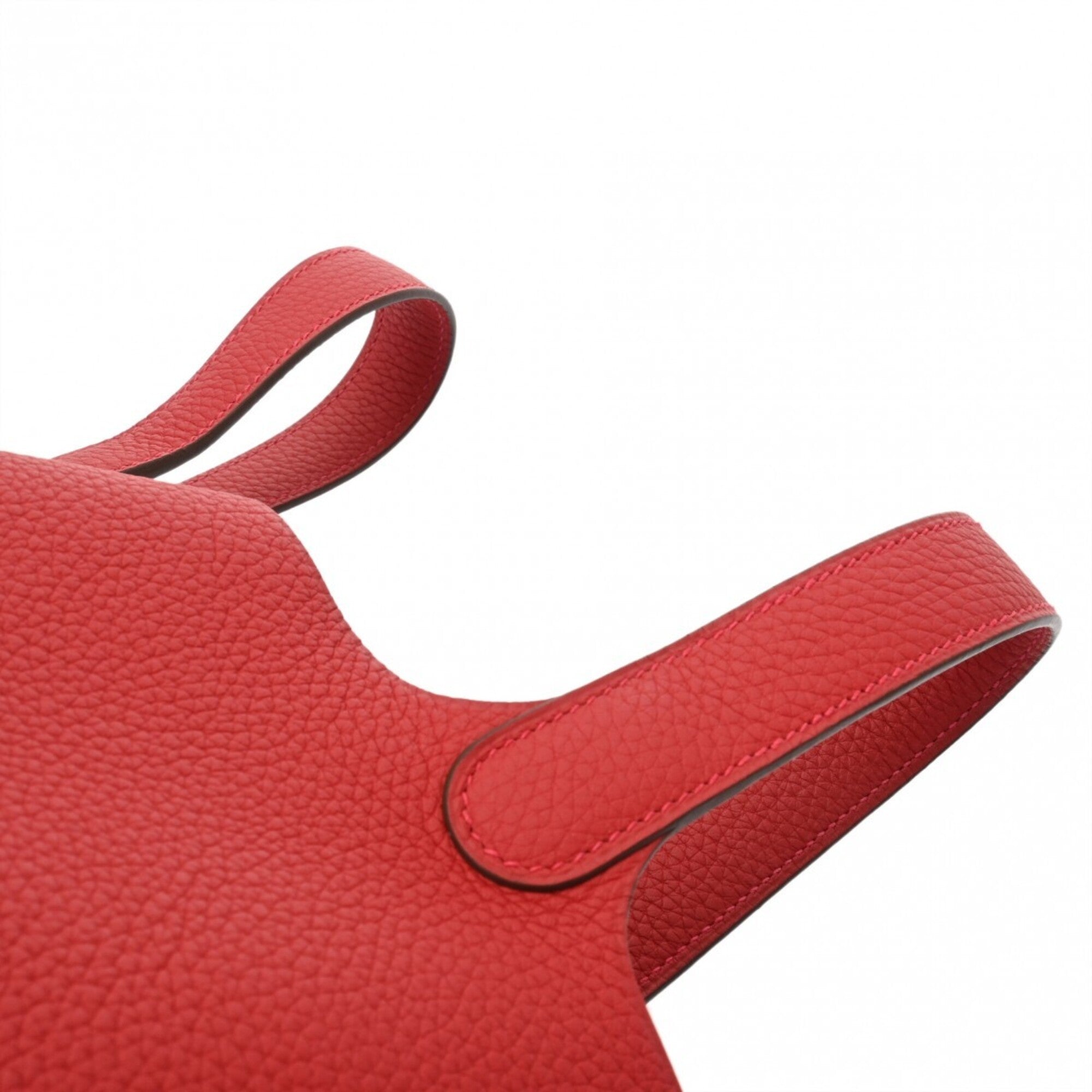 Hermes Rouge Casaque Taurillon Clemence Leather Handbag (Pre-Owned)