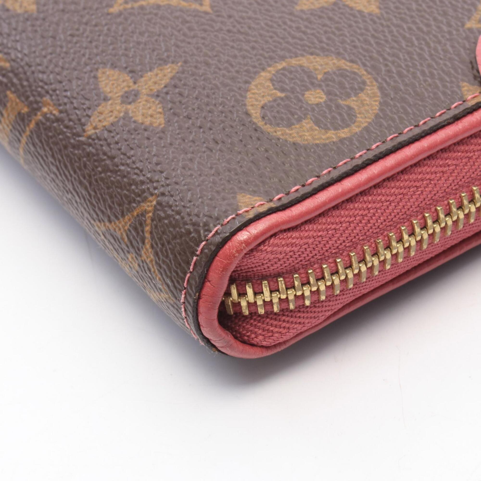 Louis Vuitton Brown Monogram Pink Leather Pvc Long Wallet (Bi-Fold) (Pre-Owned)
