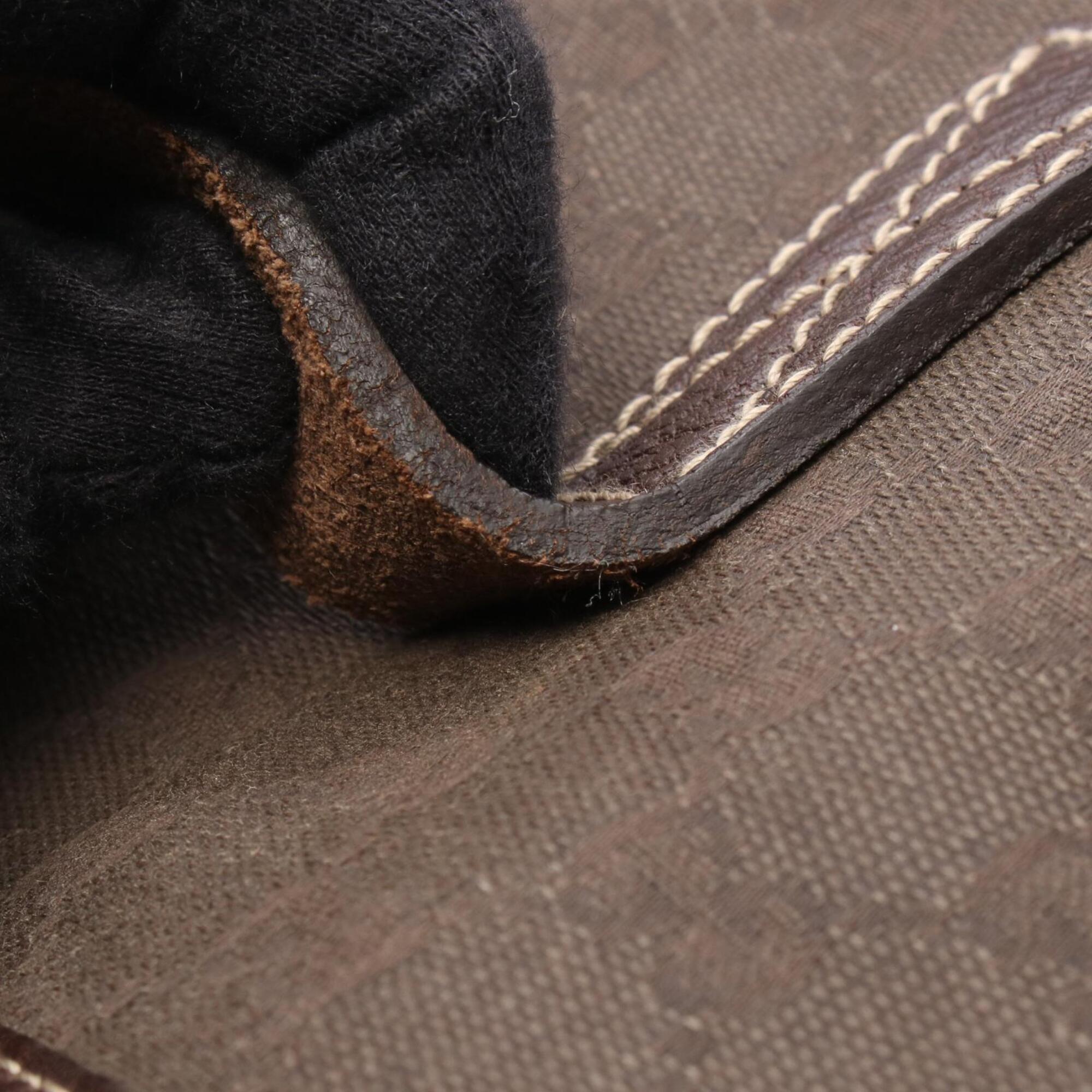 Gucci Brown Canvas Leather Handbag Tote Bag (Pre-Owned)