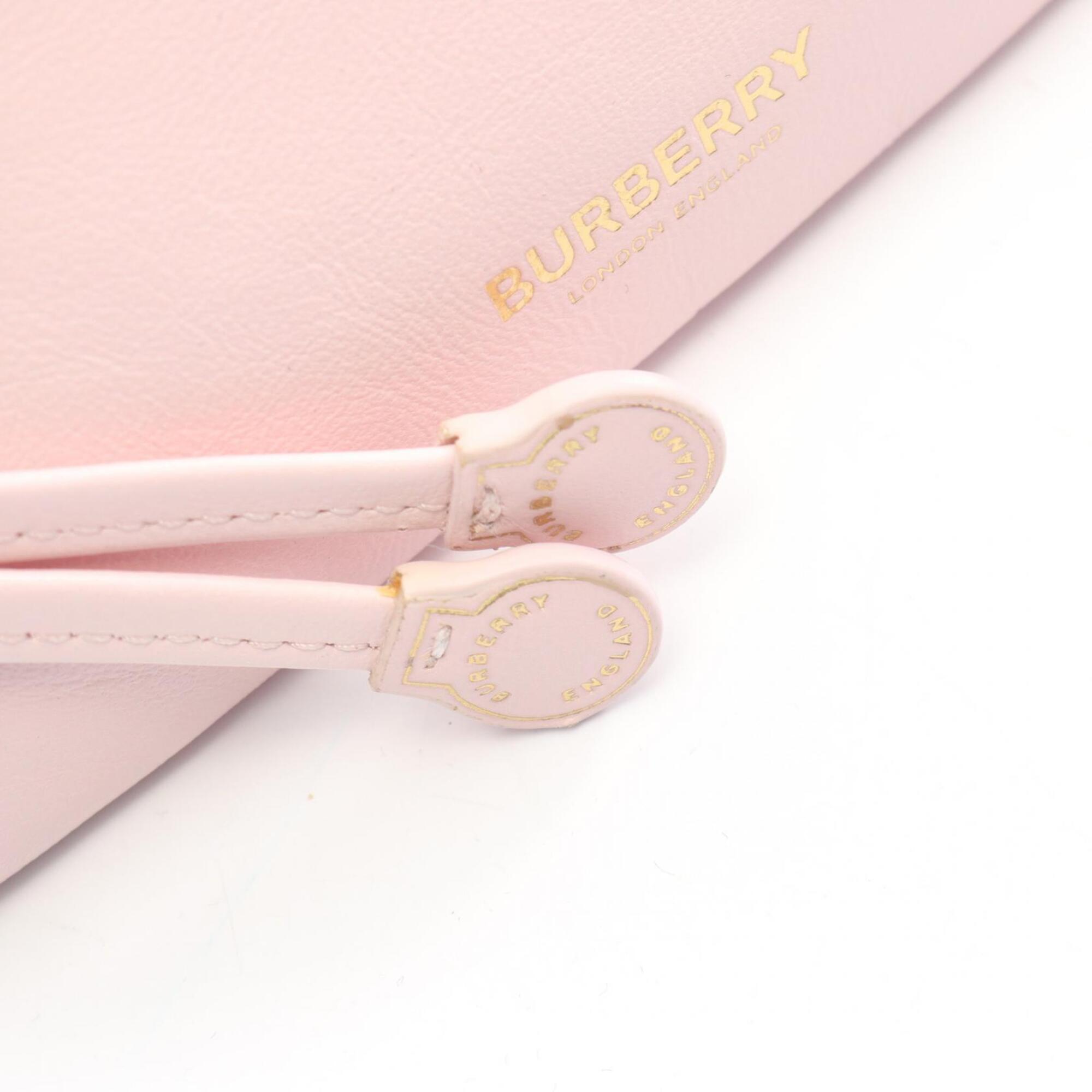 Burberry Pink Leather Handbag Pochette Shoulder Bag (Pre-Owned)