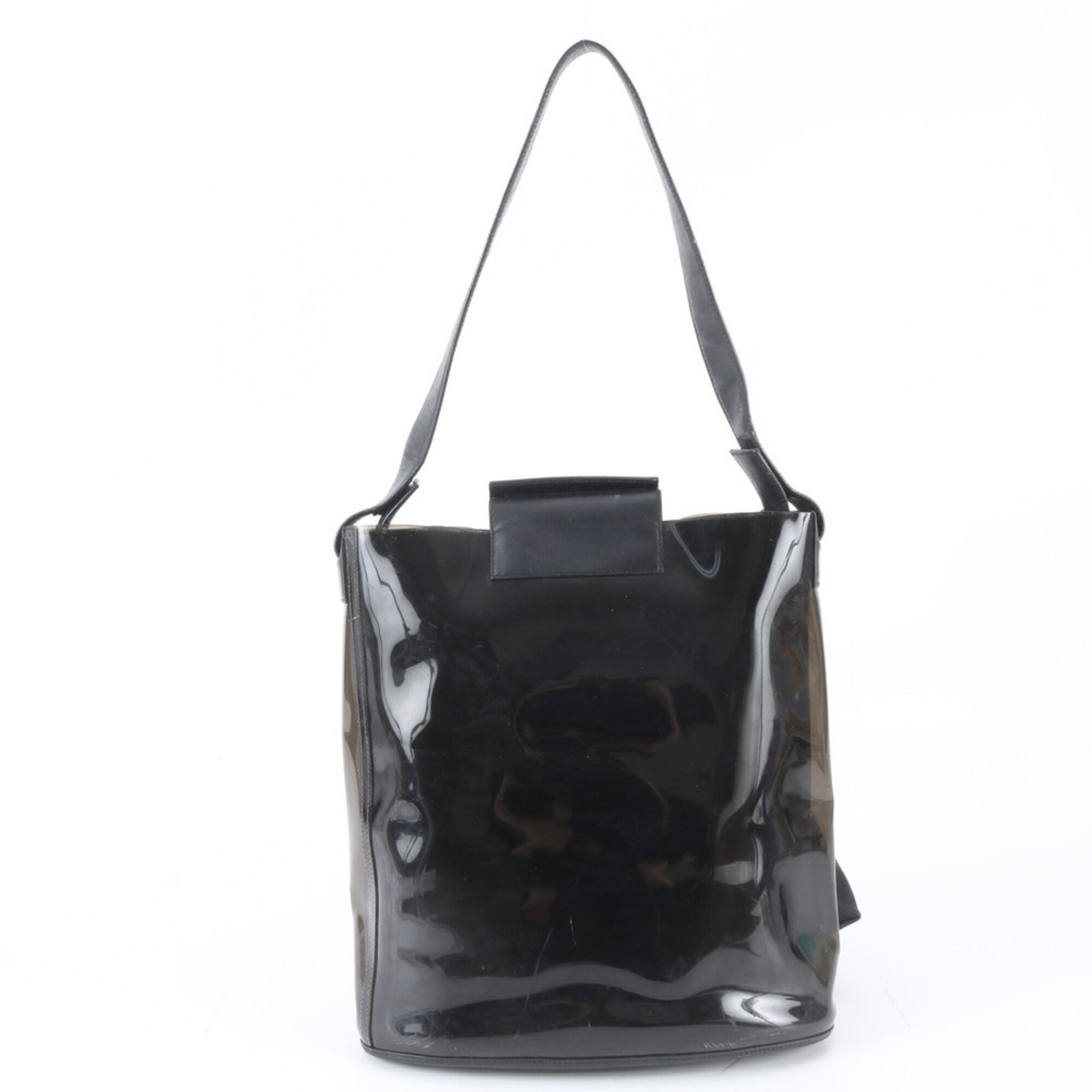 Salvatore Ferragamo Black Leather Canvas Shoulder Bag (Pre-Owned)