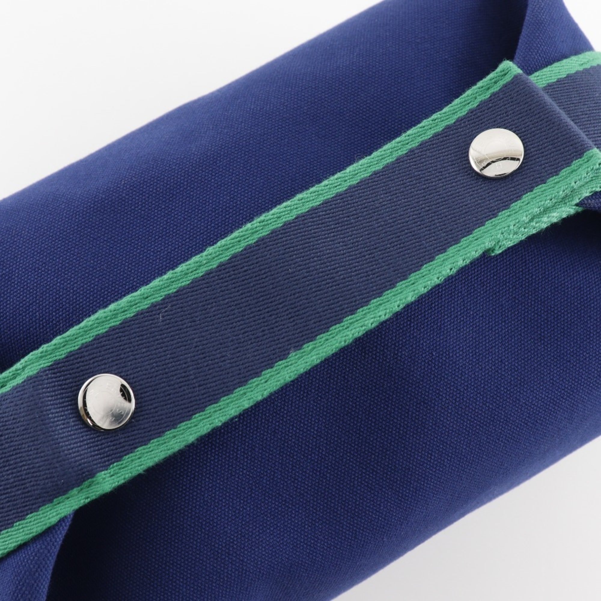 Hermes Blue Marine Canvas Handbag (Pre-Owned)