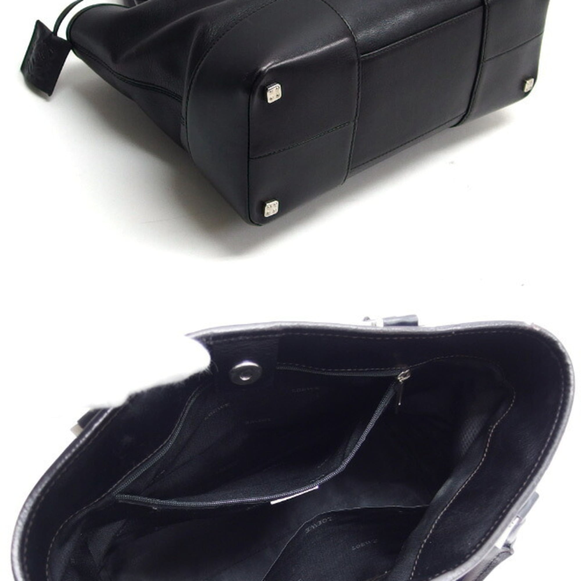 Loewe Amazona Black Leather Handbag Tote Bag (Pre-Owned)